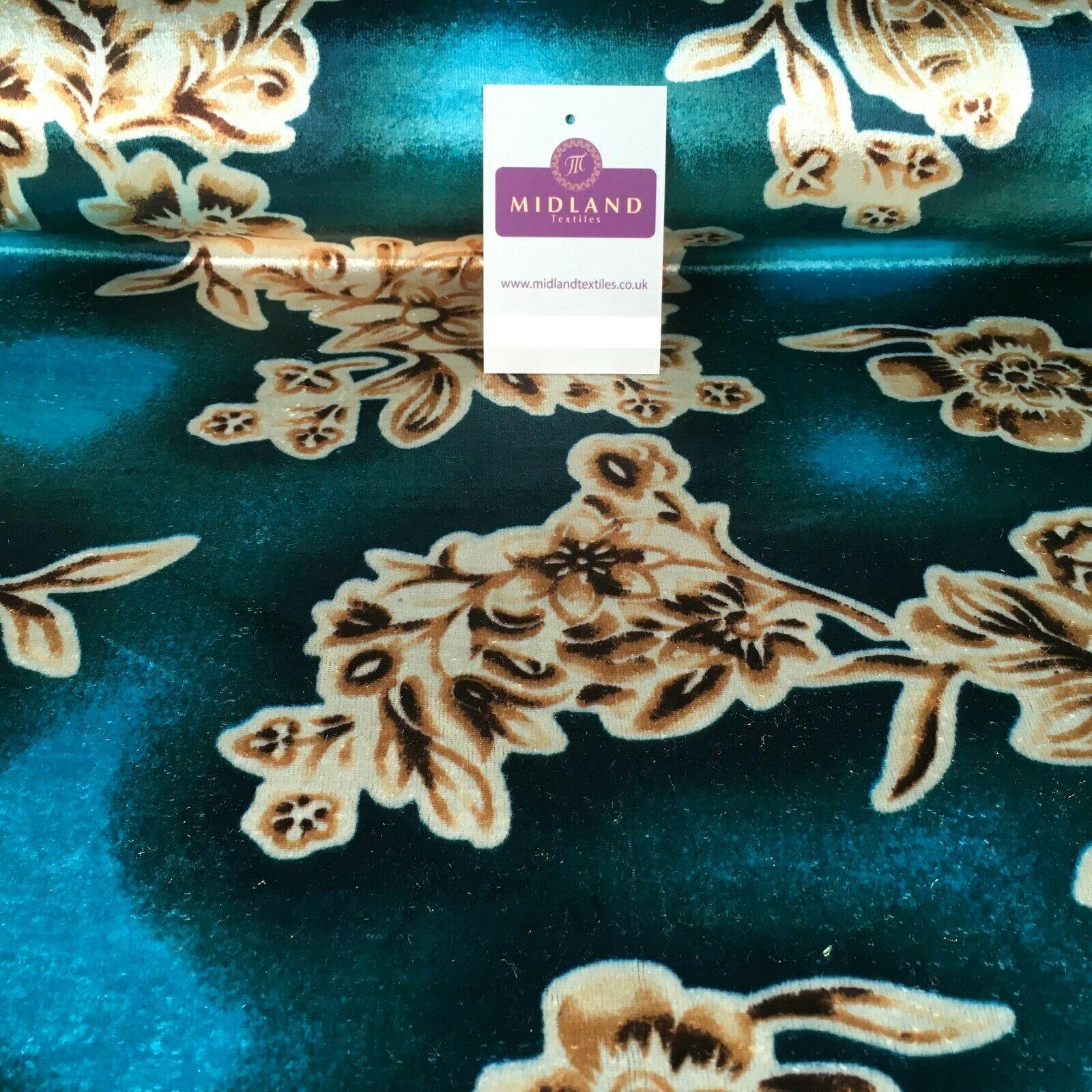 Vintage Floral Velvet Velour Stretch Printed dress fabric 55' Wide M991 Mtex