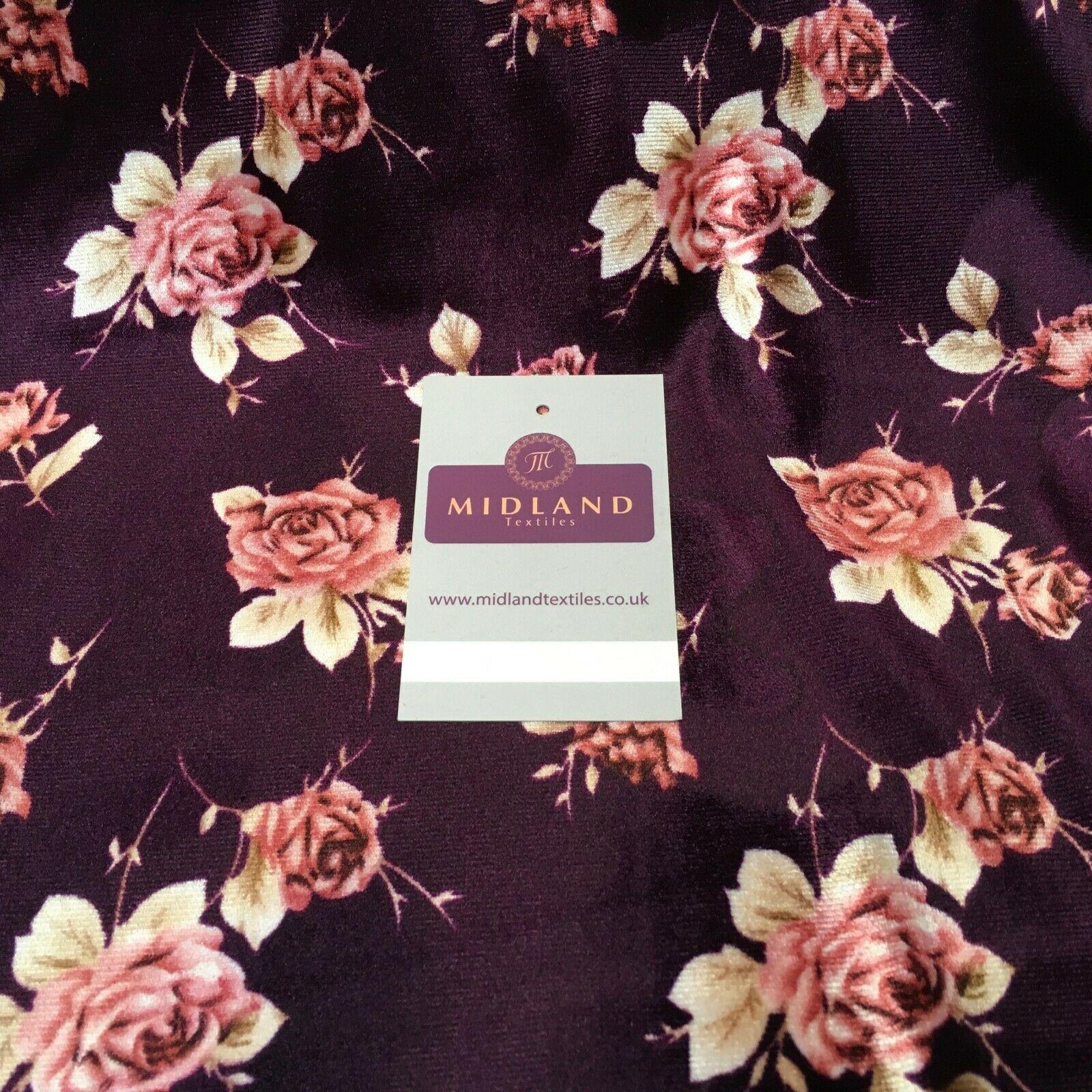 Vintage Floral Velvet Velour Stretch Printed dress fabric 55' Wide M991 Mtex