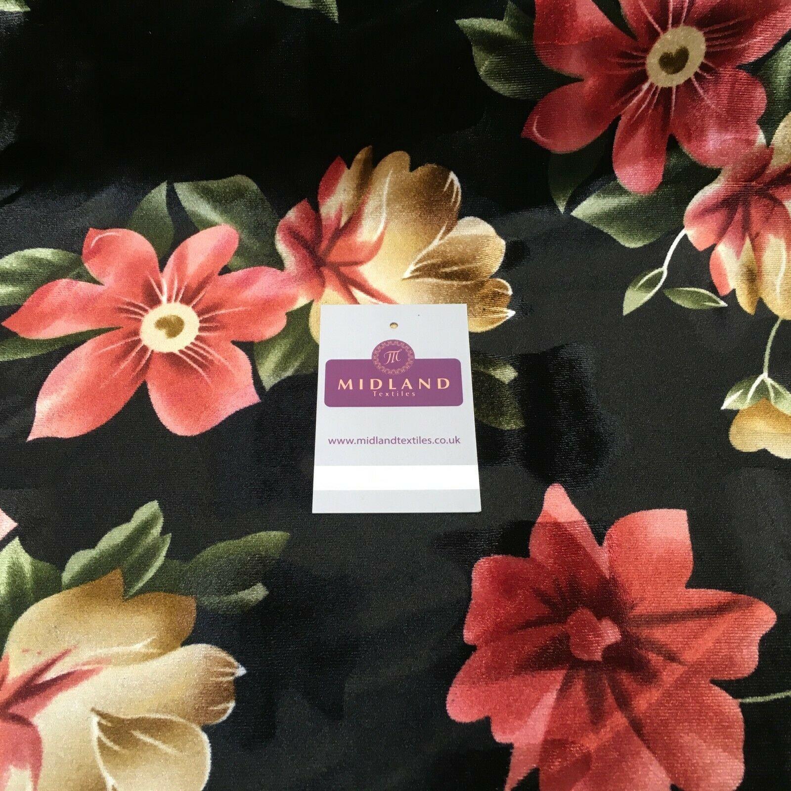 Vintage Floral Velvet Velour Stretch Printed dress fabric 55' Wide M991 Mtex