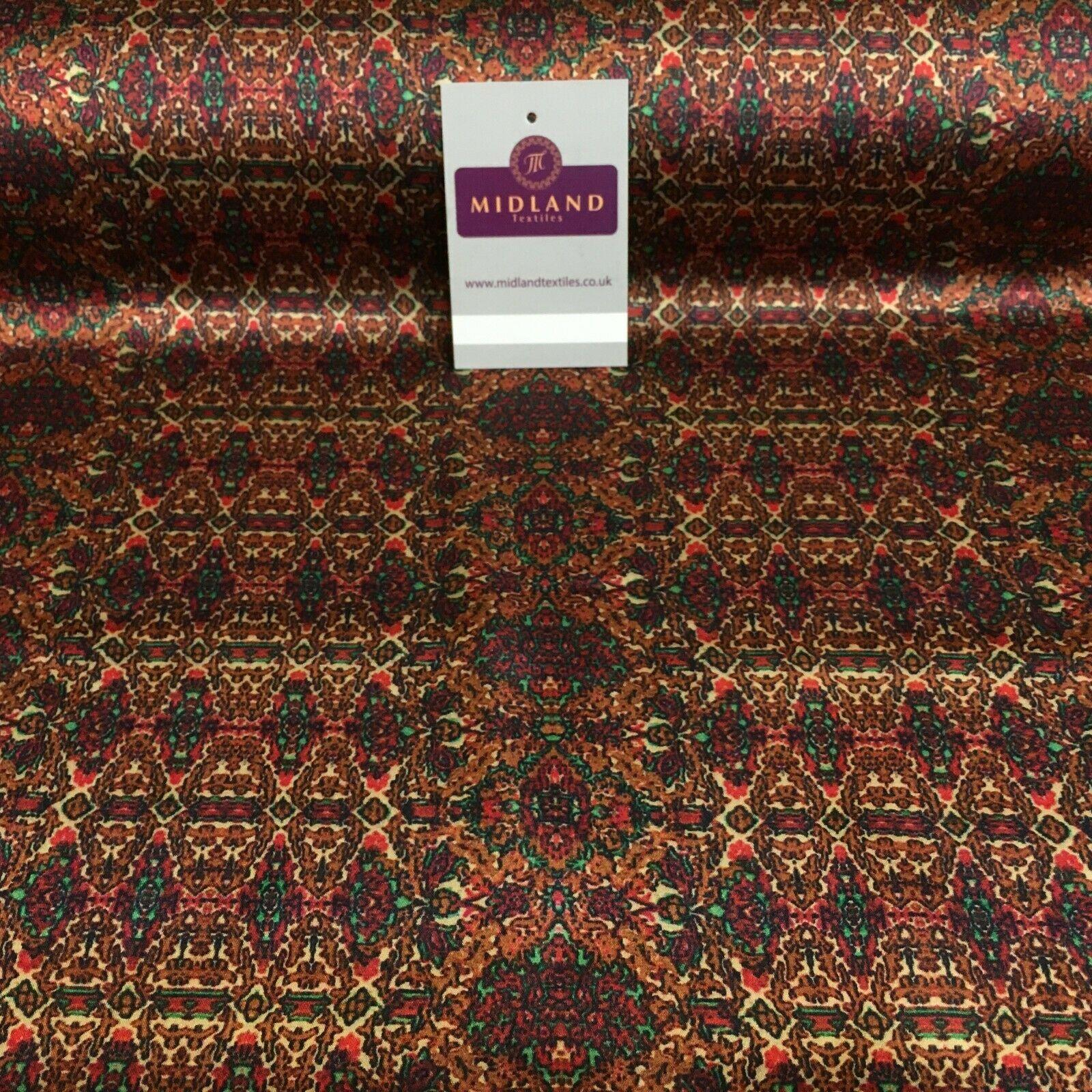 Red Rust Silky Digital Printed Satin Dress Fabric 150 cm MK1327-4