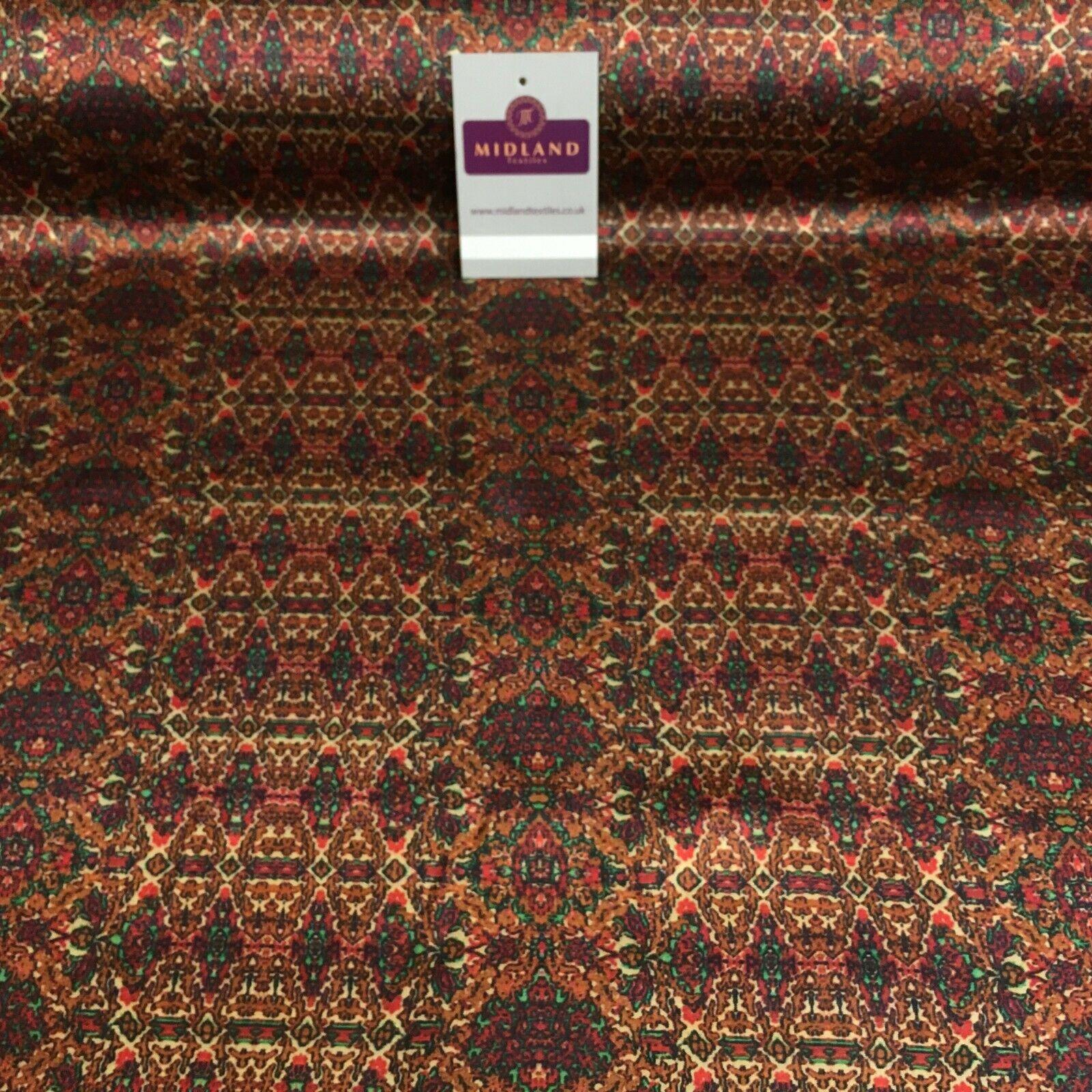 Red Rust Silky Digital Printed Satin Dress Fabric 150 cm MK1327-4