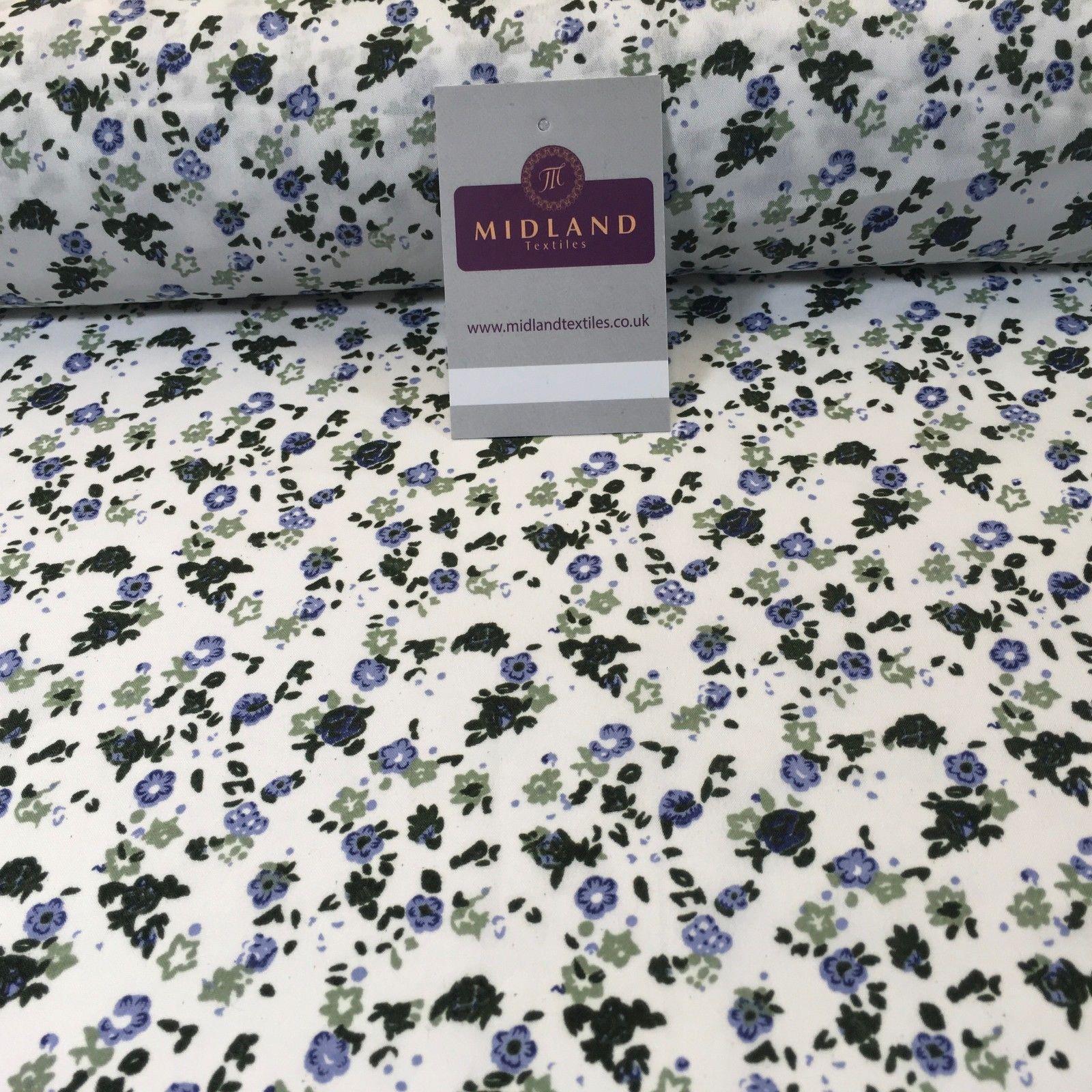 Small Ditsy Floral Printed Poly cotton dress fabric 44' wide M761 Mtex