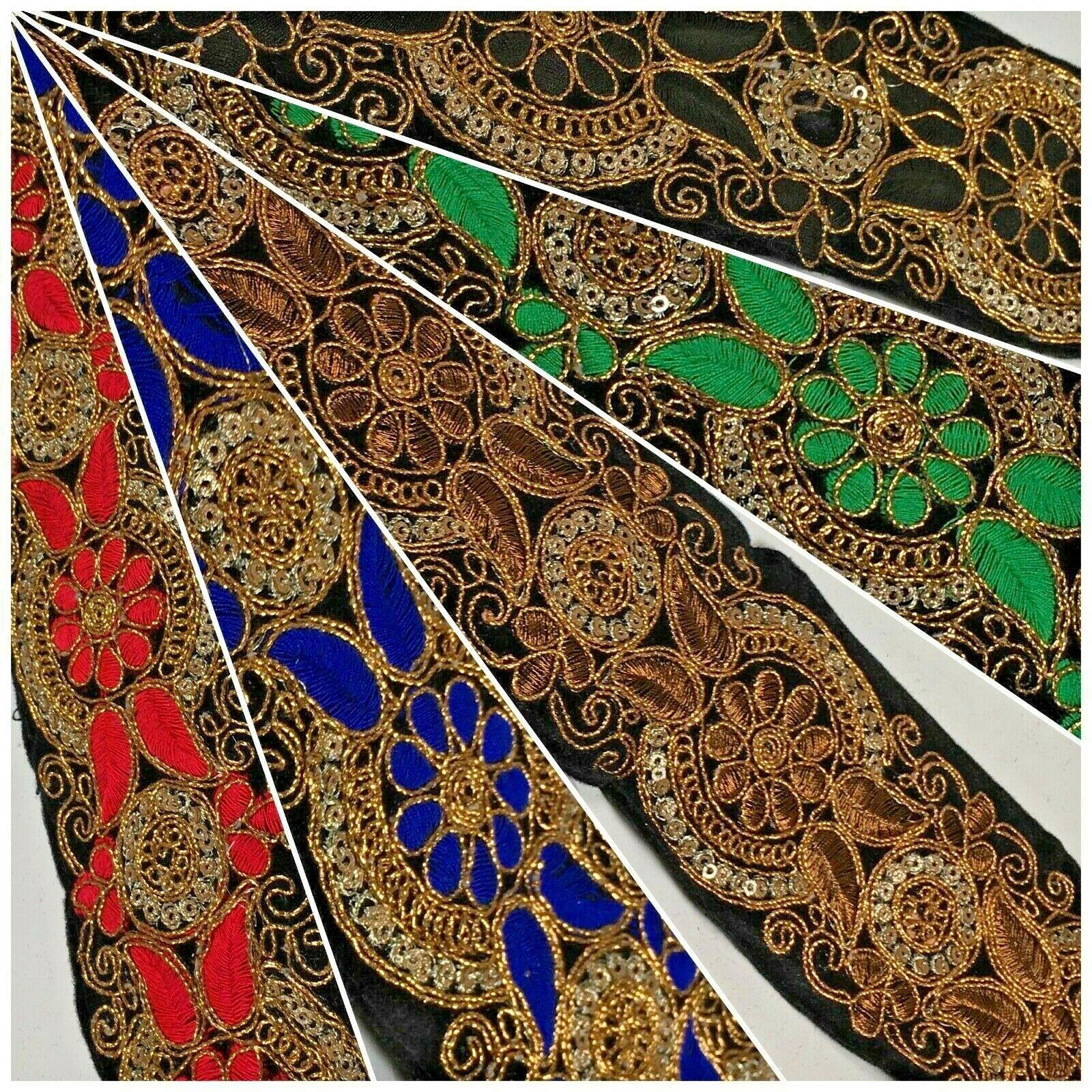 60mm Black embroidered Velvet border edging bridal saree M1341