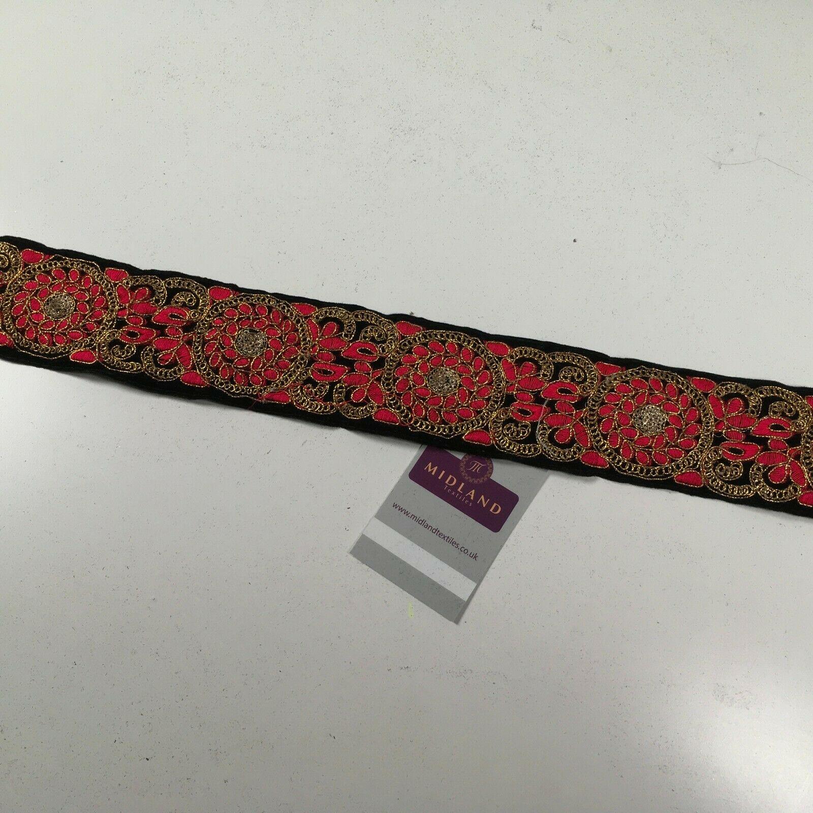 60mm Velvet floral embroidered border saree edging M1344