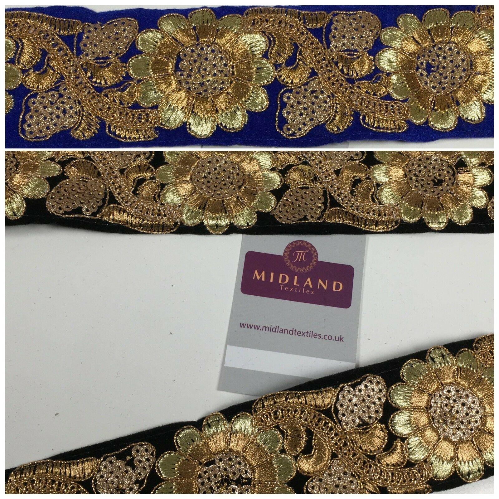 60mm Velvet floral embroidered border saree edging M1345