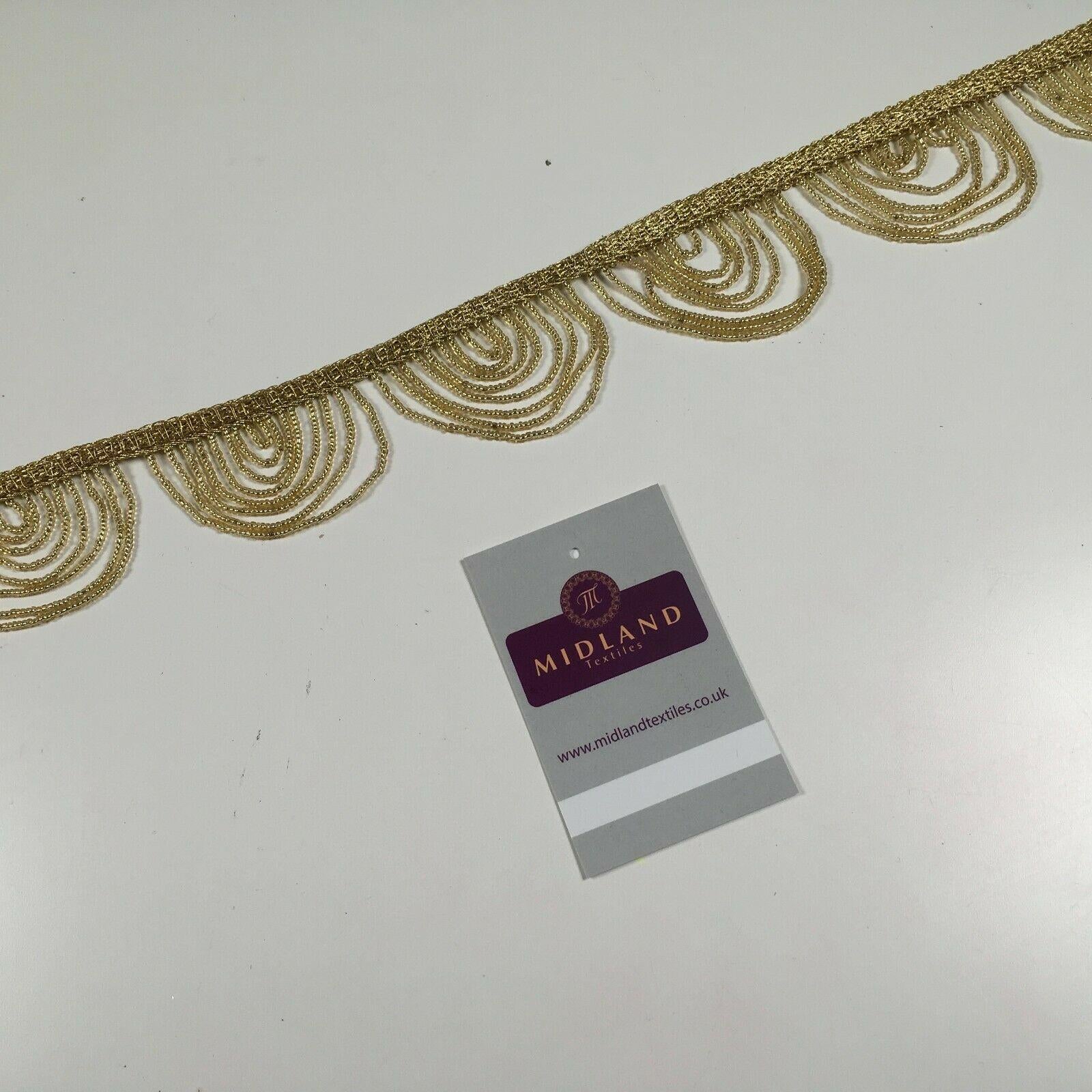 Fancy Gold Loop 1920's Hole Fringe Sari Border Bridal M1340