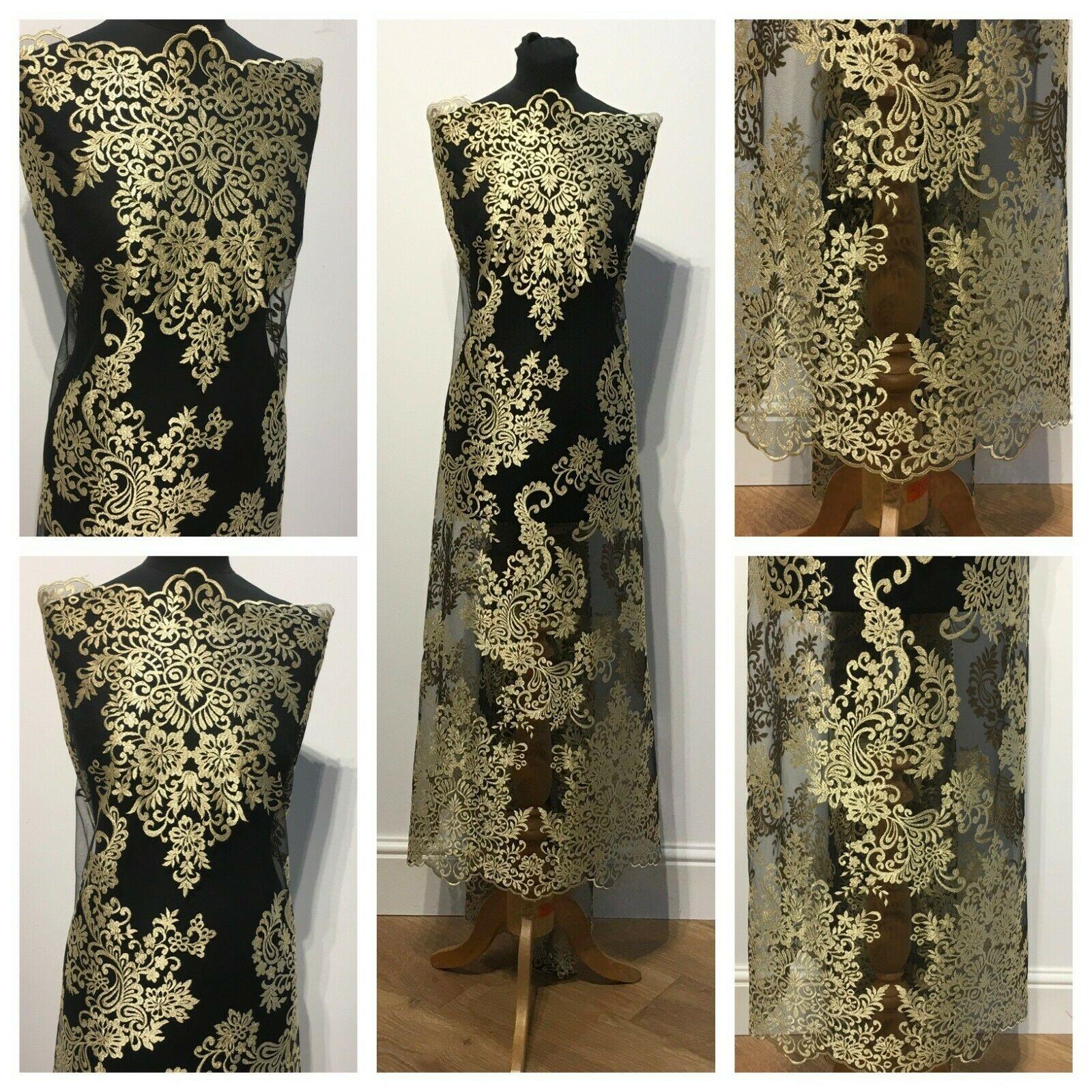 Paisley Embroidered Double Border Ungaro Net Dress tulle Fabric  MV1048