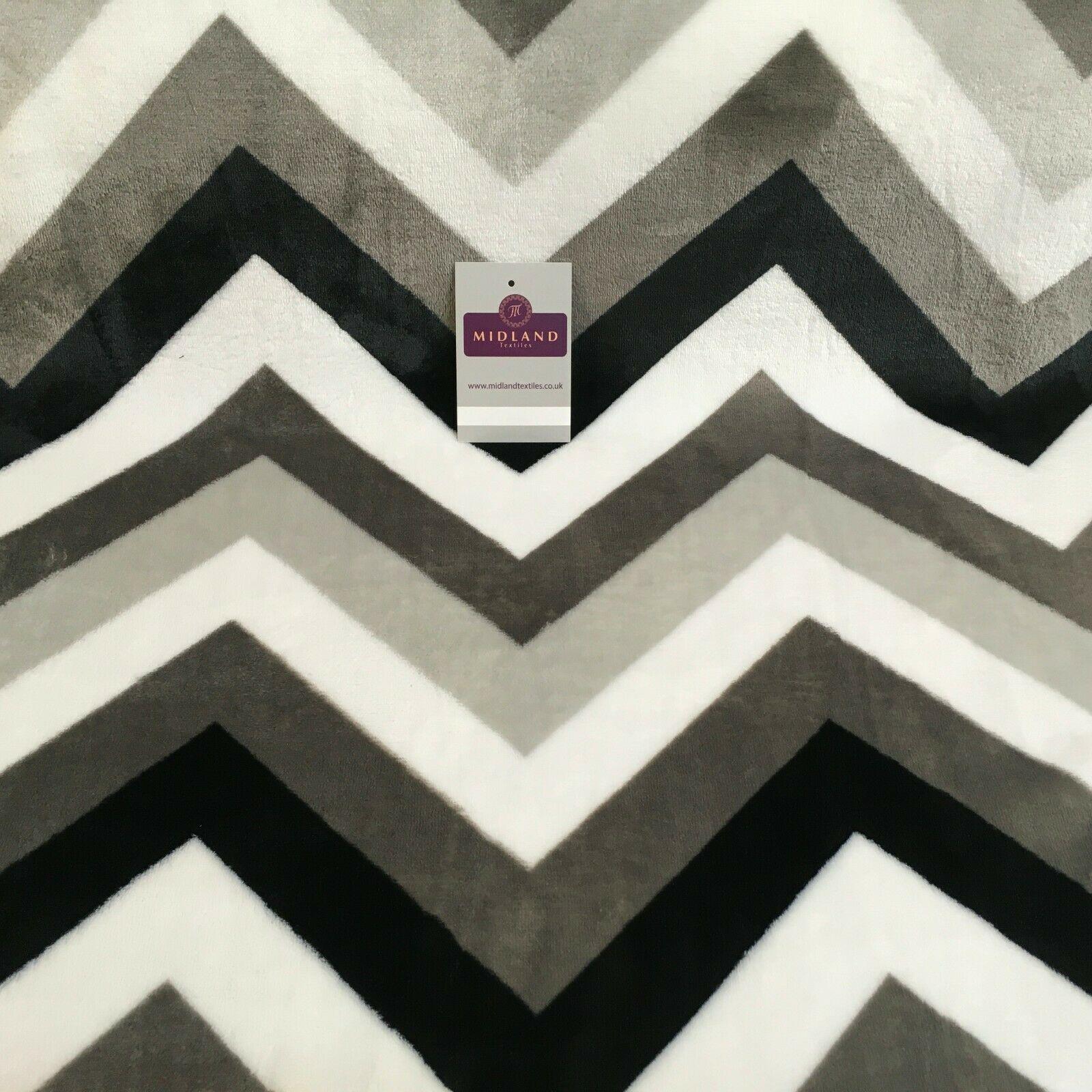 Black Grey Chevron Zigzag Cuddle Fleece Fabric 150 cm MH1356 Mtex