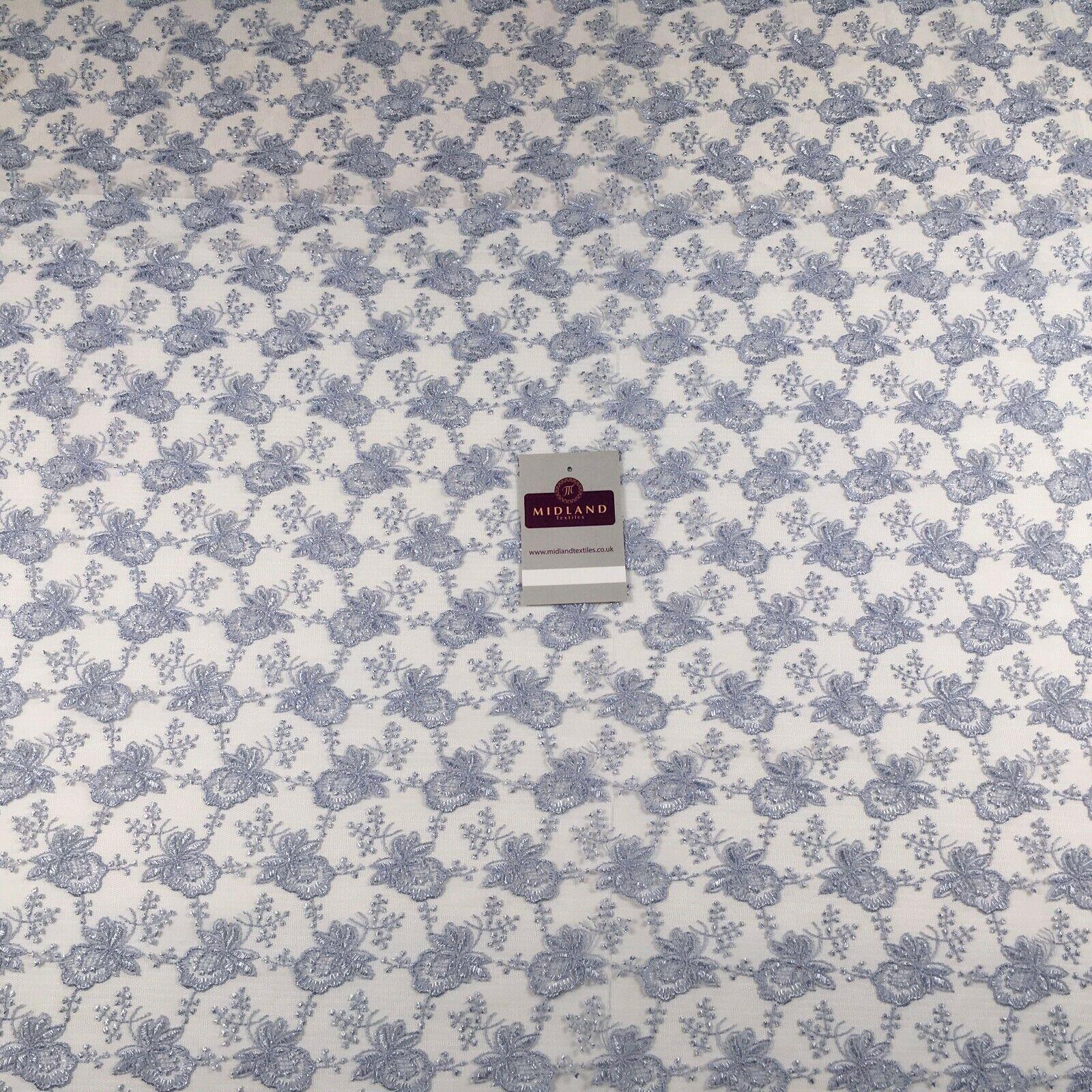 Embroidered Floral Tulle Net wedding dress Fabric 105 cm MK1360 Mtex