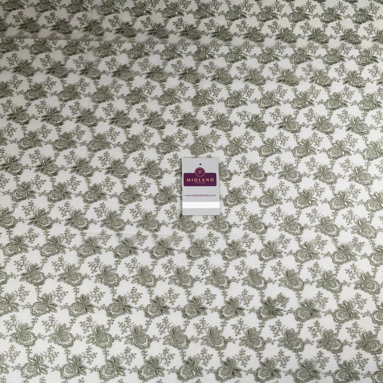 Embroidered Floral Tulle Net wedding dress Fabric 105 cm MK1360 Mtex