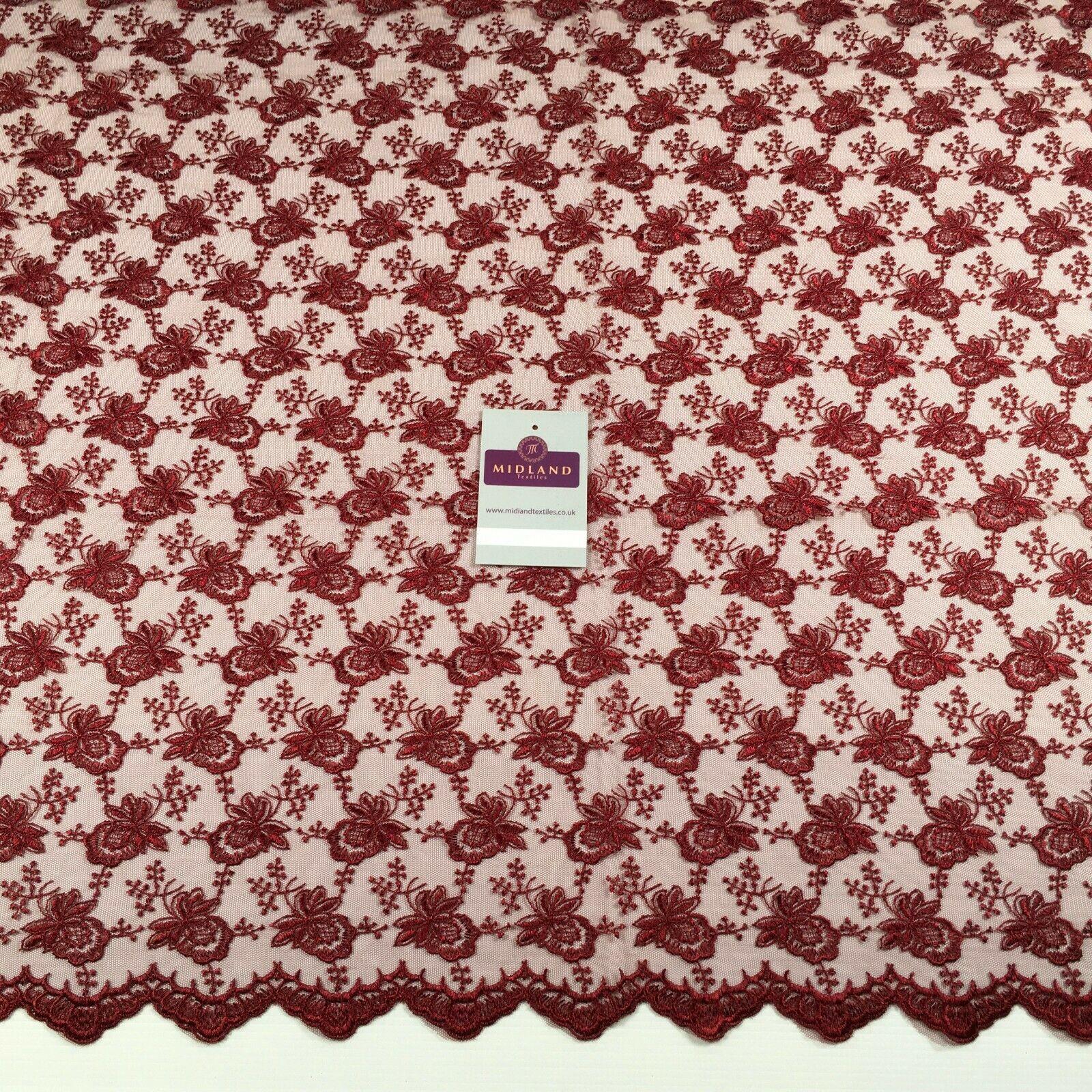 Embroidered Floral Tulle Net wedding dress Fabric 105 cm MK1360 Mtex