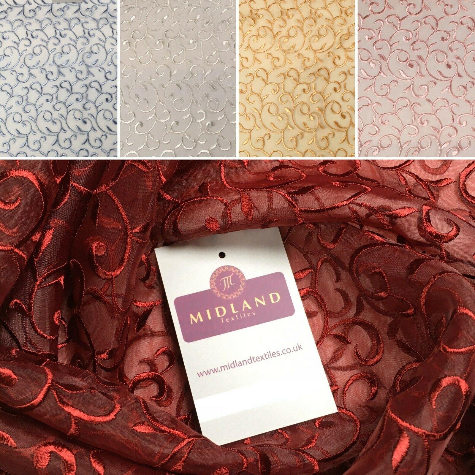 Embroidered Floral Viscose Organza Dress Curtain Fabric 150 cm MK1359 Mtex