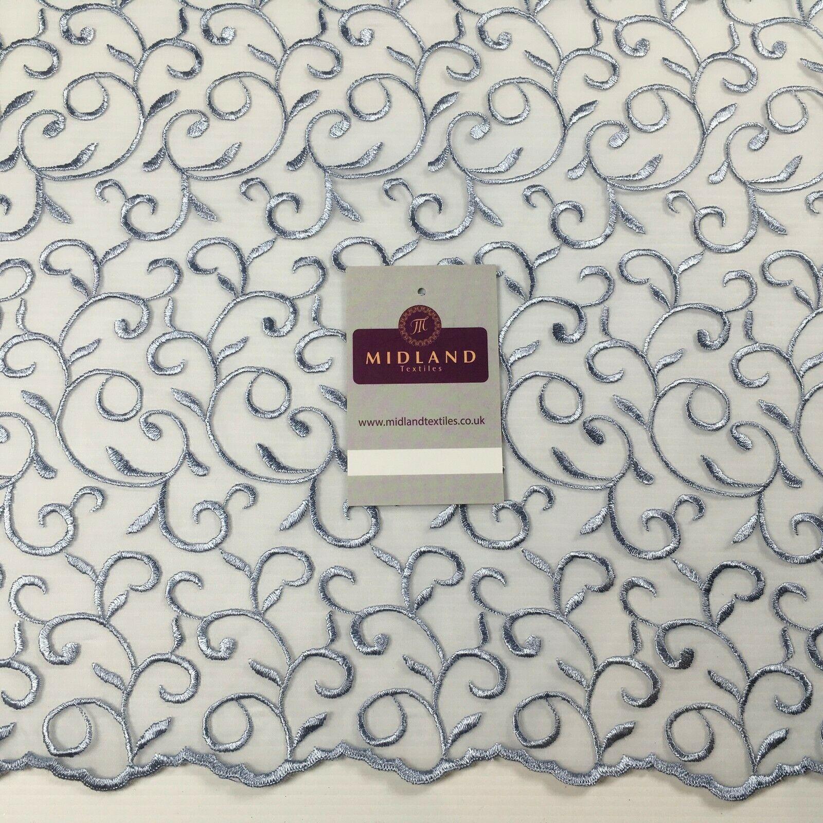 Embroidered Floral Viscose Organza Dress Curtain Fabric 150 cm MK1359 Mtex