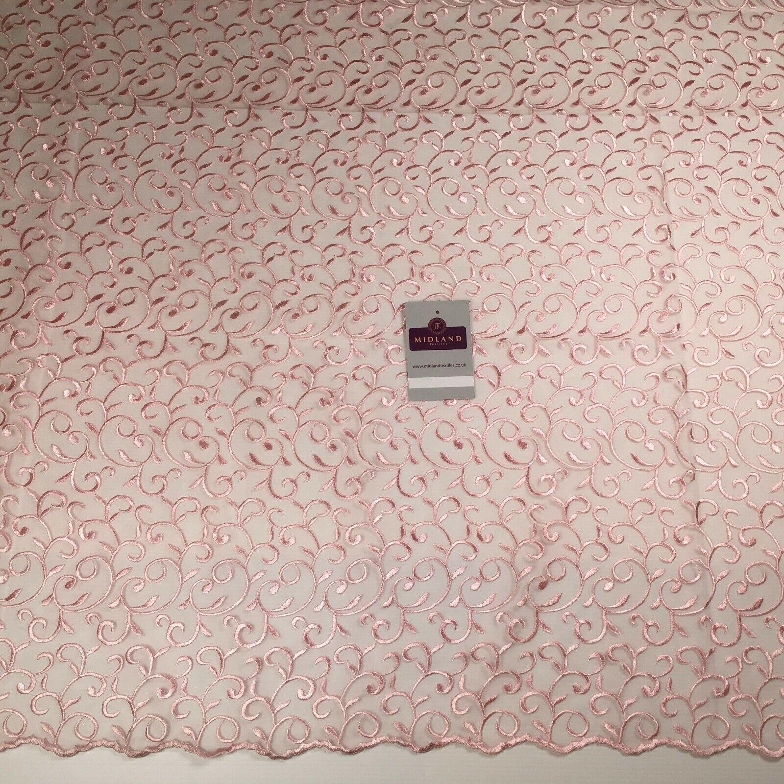 Embroidered Floral Viscose Organza Dress Curtain Fabric 150 cm MK1359 Mtex