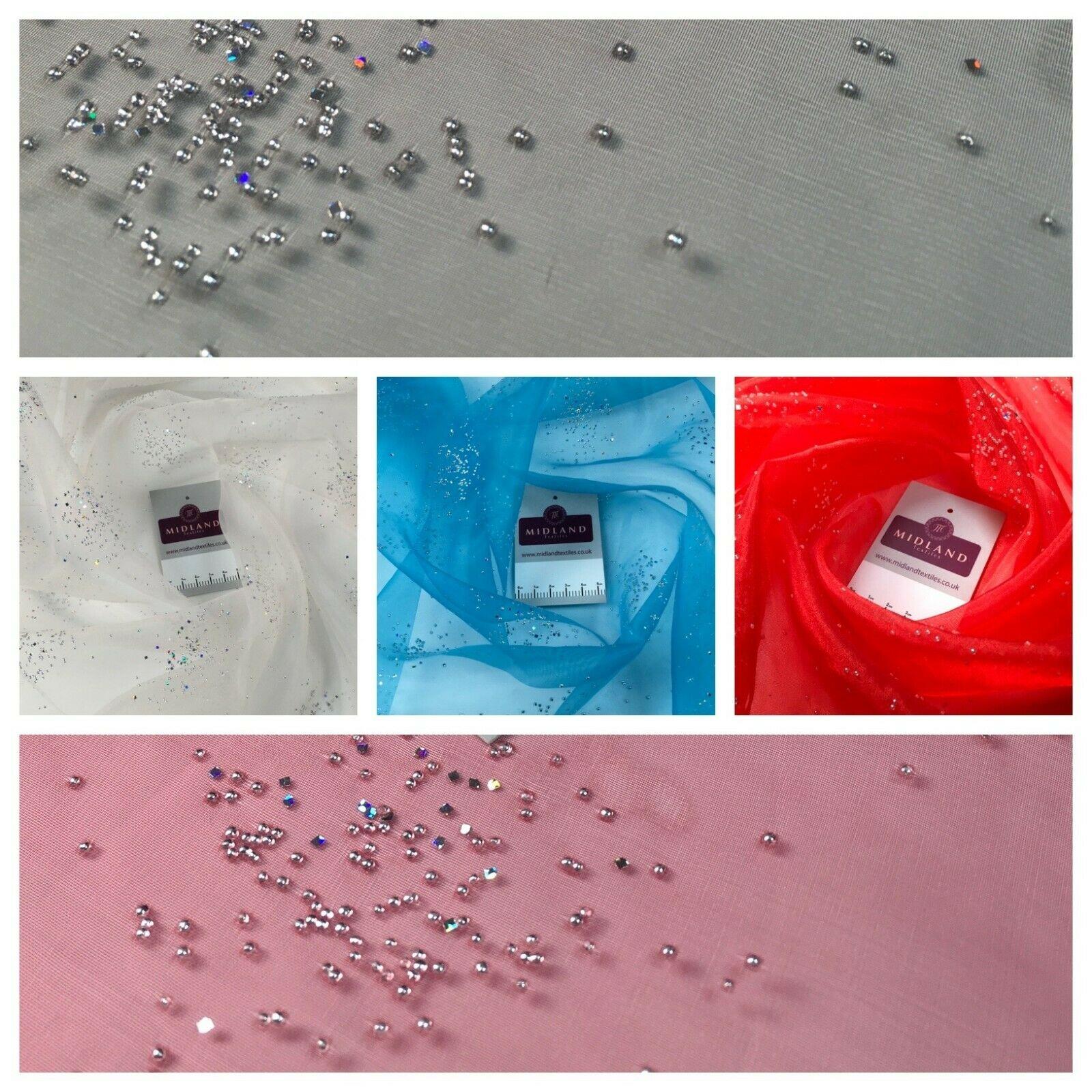 Beaded Cluster hologram Organza Dress Decor Fabric 150 cm MK1372 Mtex
