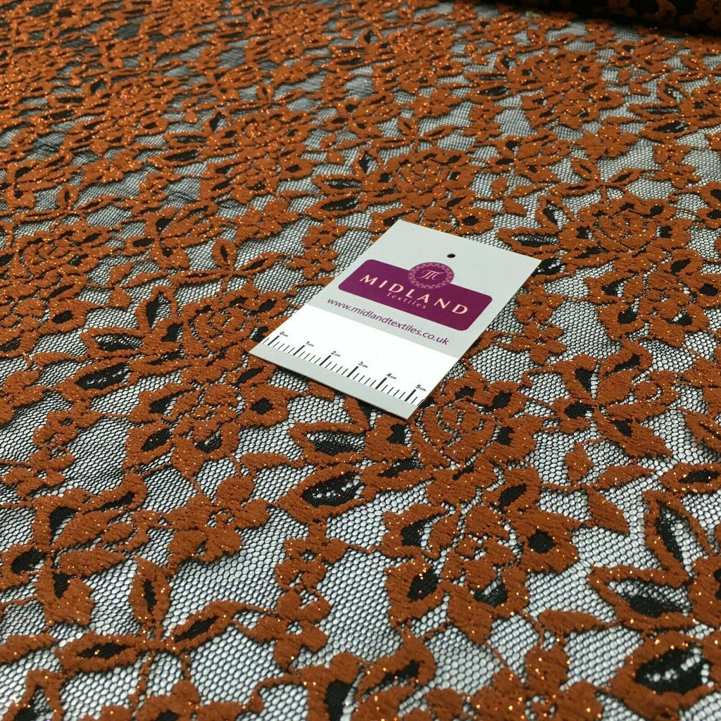 Black rust floral lace dress Fabric 150 cm M186-52 Mtex