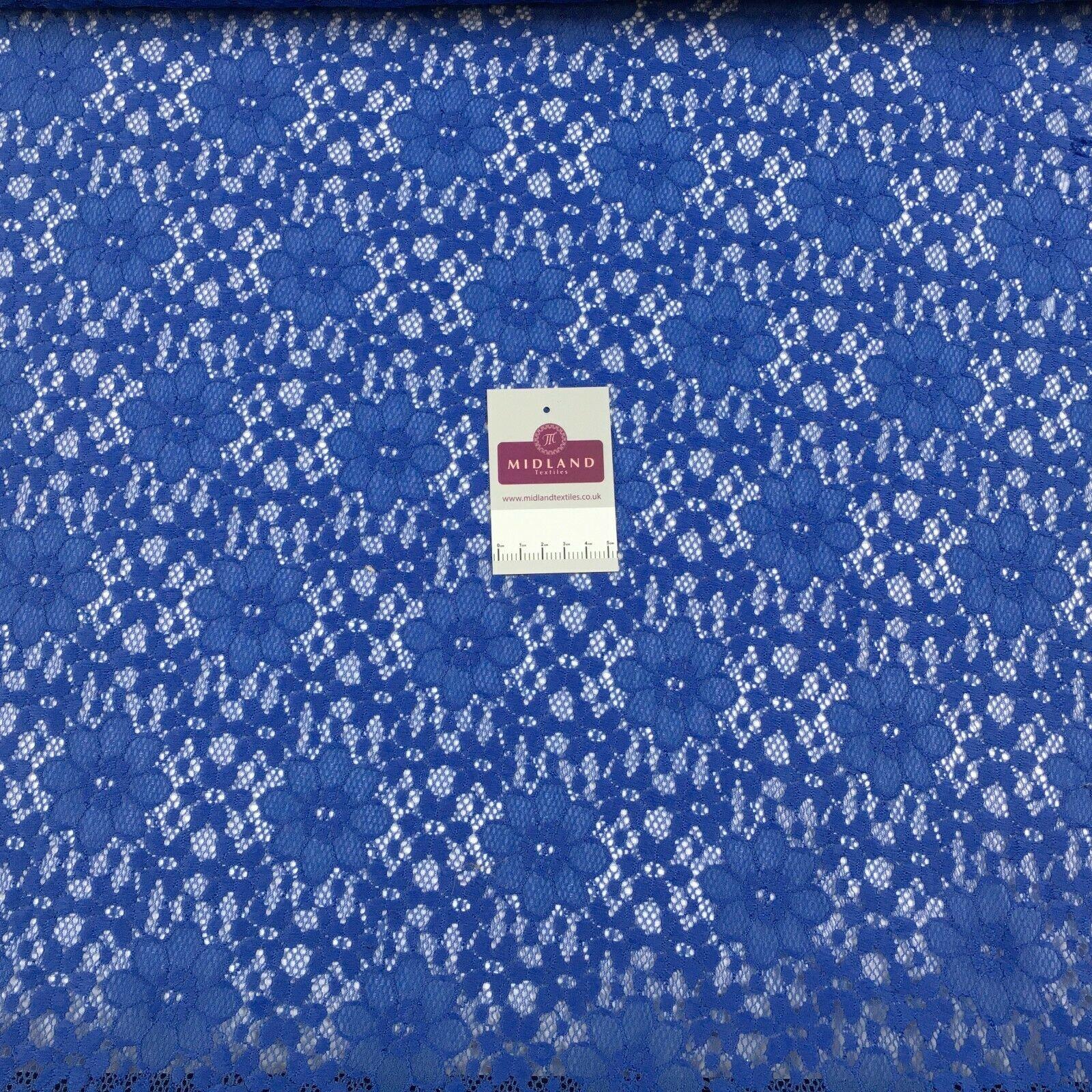 Blue Soft floral Net dress Scalloped edge Fabric 140 cm M186-58 Mtex