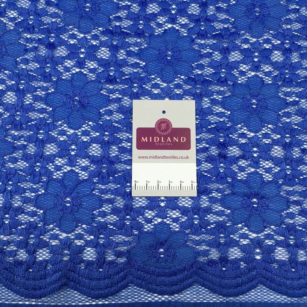 Blue Soft floral Net dress Scalloped edge Fabric 140 cm M186-58 Mtex