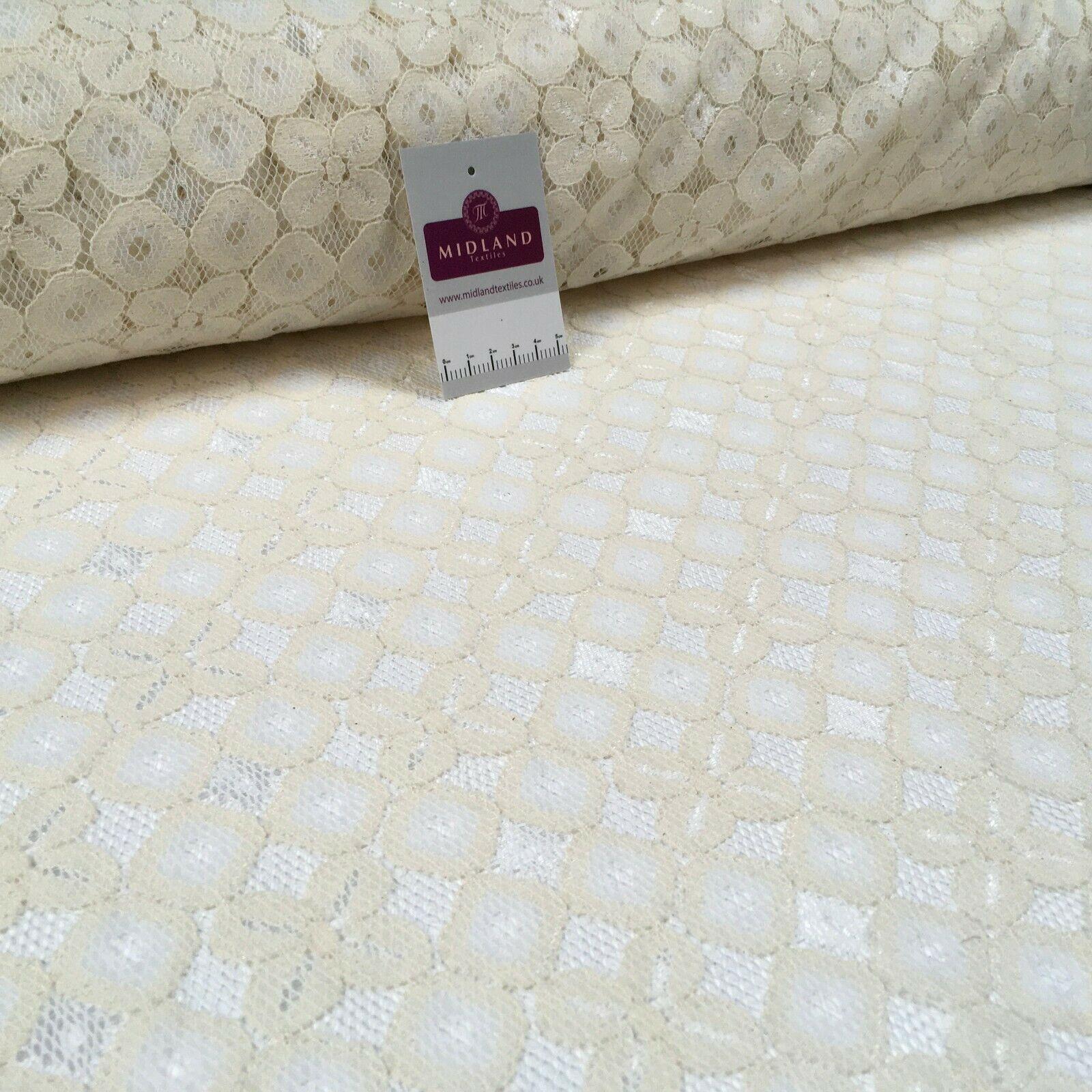 Cream soft floral Net Dress Fabric 150 cm M186-59 Mtex
