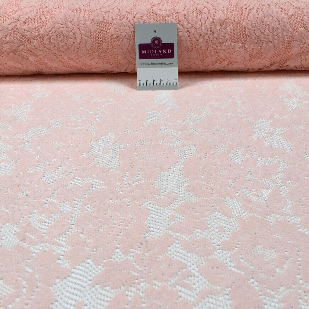 Peach Floral Lace net dress Fabric 140 cm M186-49 Mtex