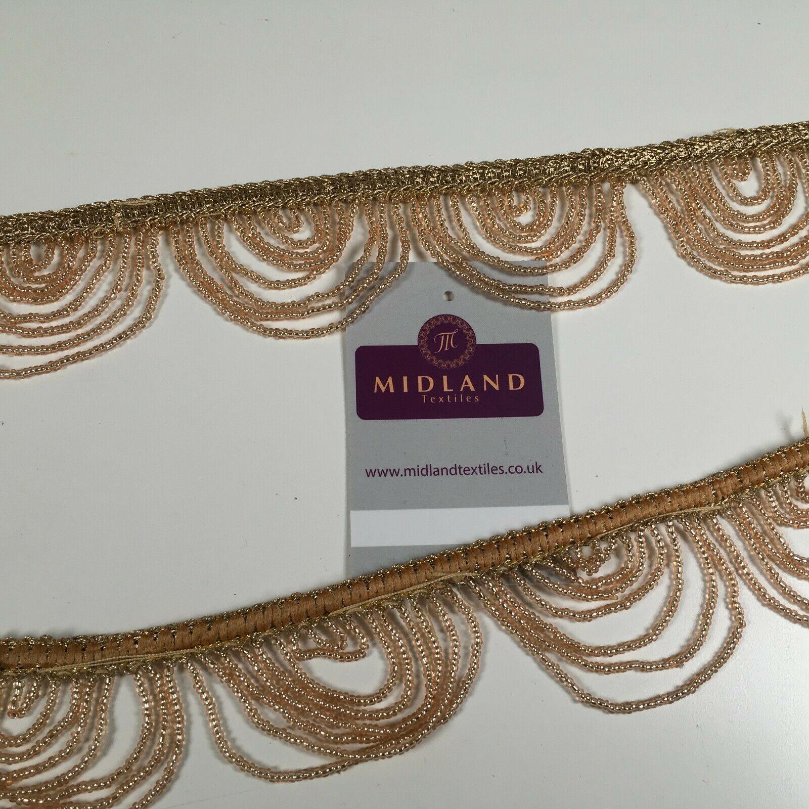 Fancy Gold Loop 1920's Hole Fringe Sari Border Bridal M1340