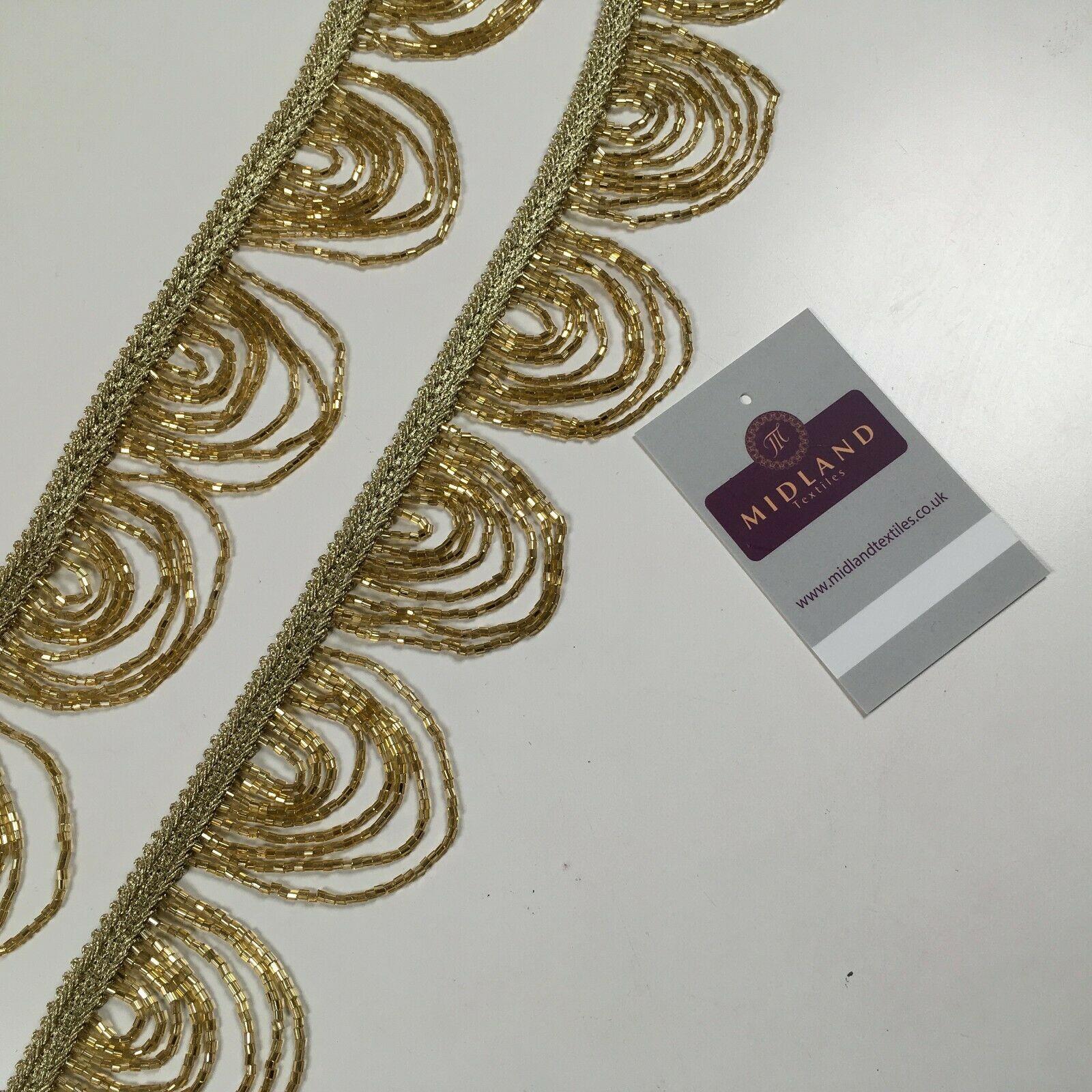 Fancy Gold Loop 1920's Hole Fringe Sari Border Bridal M1340