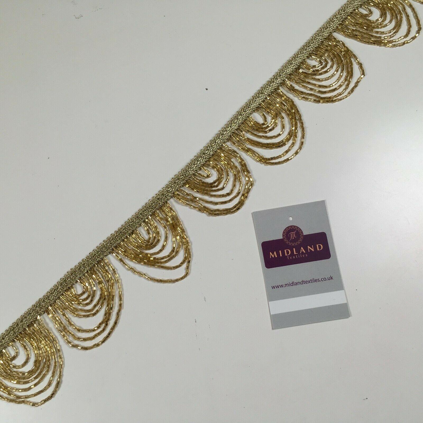 Fancy Gold Loop 1920's Hole Fringe Sari Border Bridal M1340