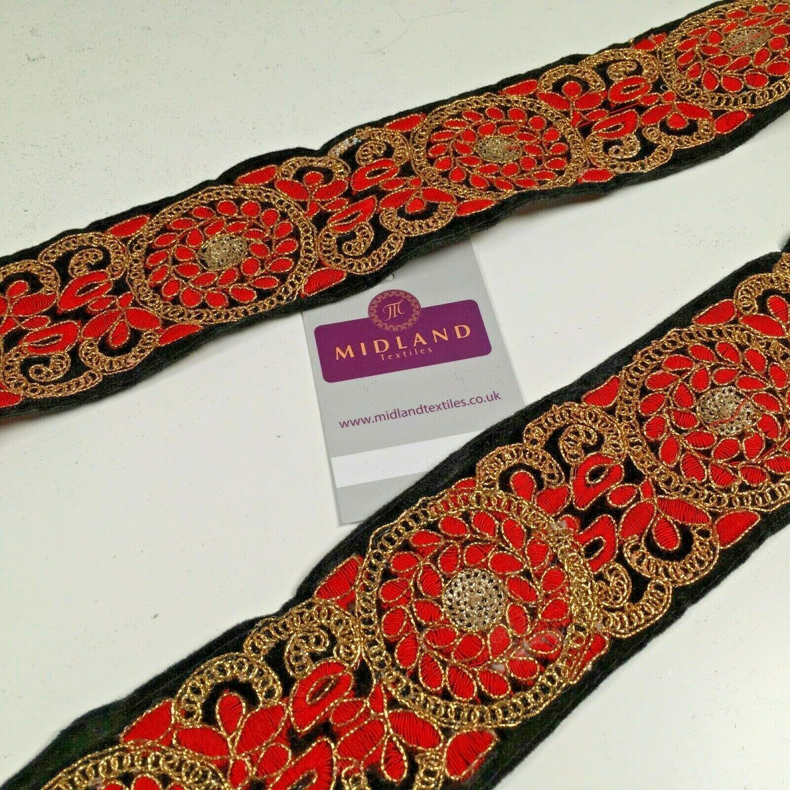 60mm Velvet floral embroidered border saree edging M1344