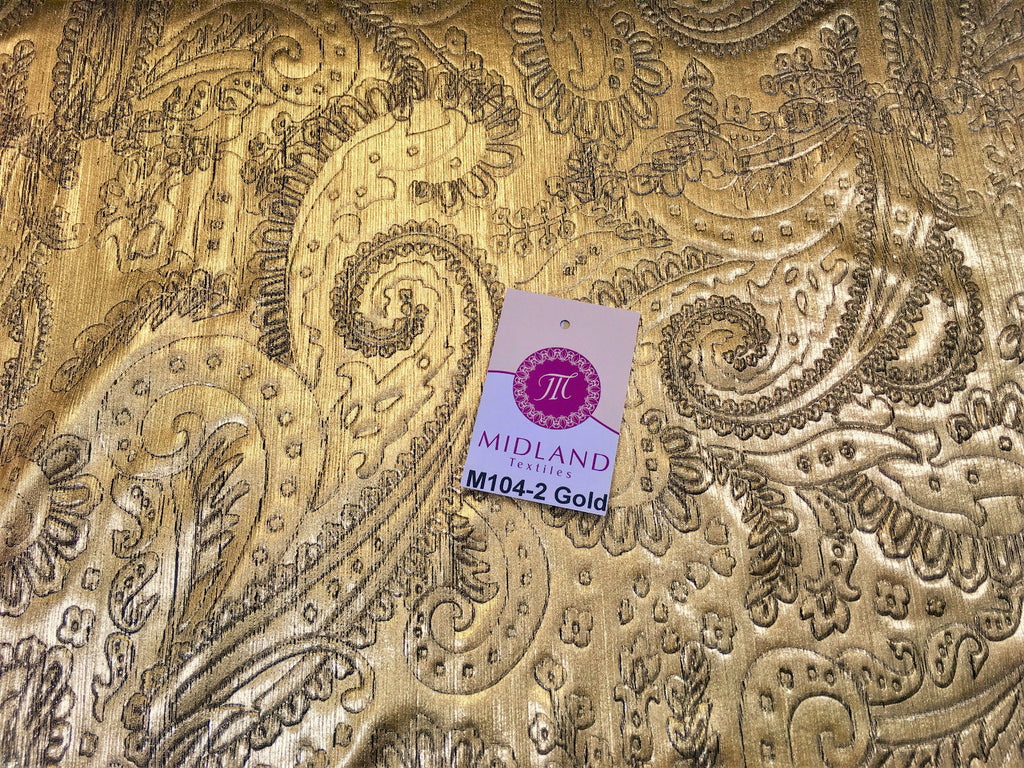 Lame Paisley Embossed Foil 1 way stretch Fabric 58