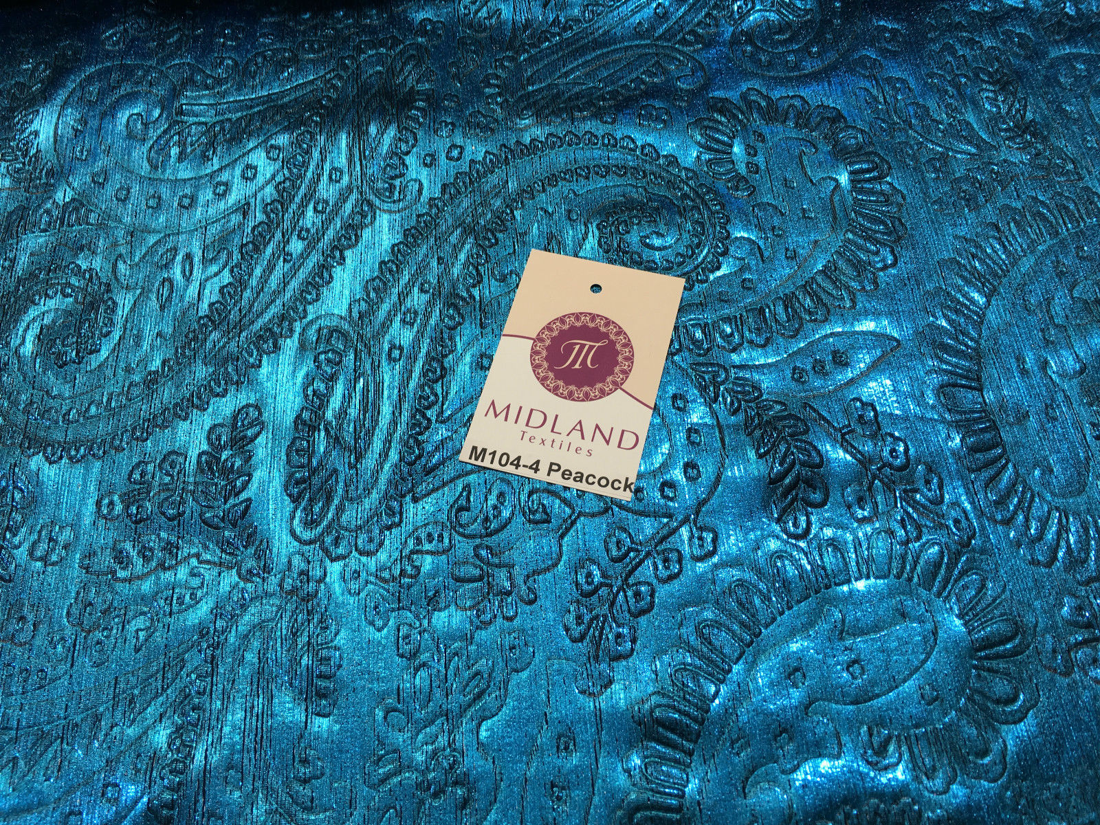 Lame Paisley Embossed Foil 1 way stretch Fabric 58' wide M104 Mtex