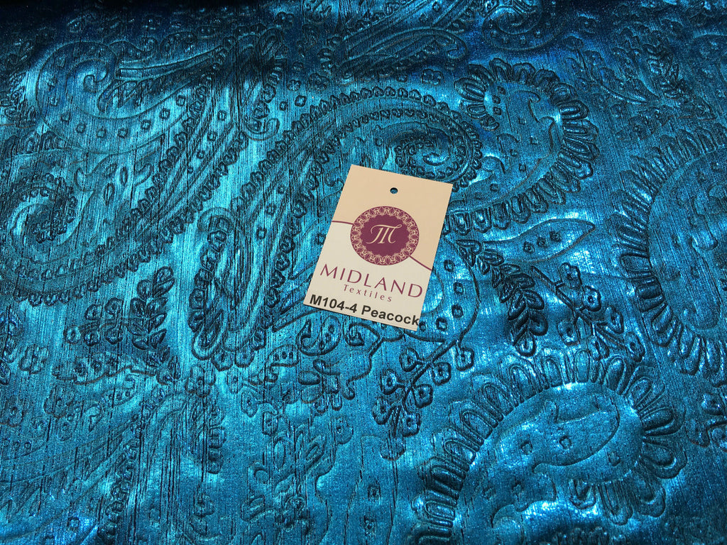 Lame Paisley Embossed Foil 1 way stretch Fabric 58