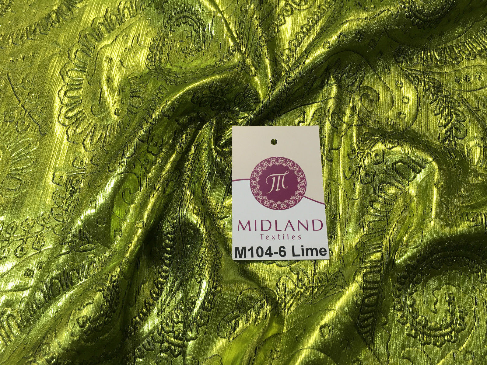 Lame Paisley Embossed Foil 1 way stretch Fabric 58' wide M104 Mtex