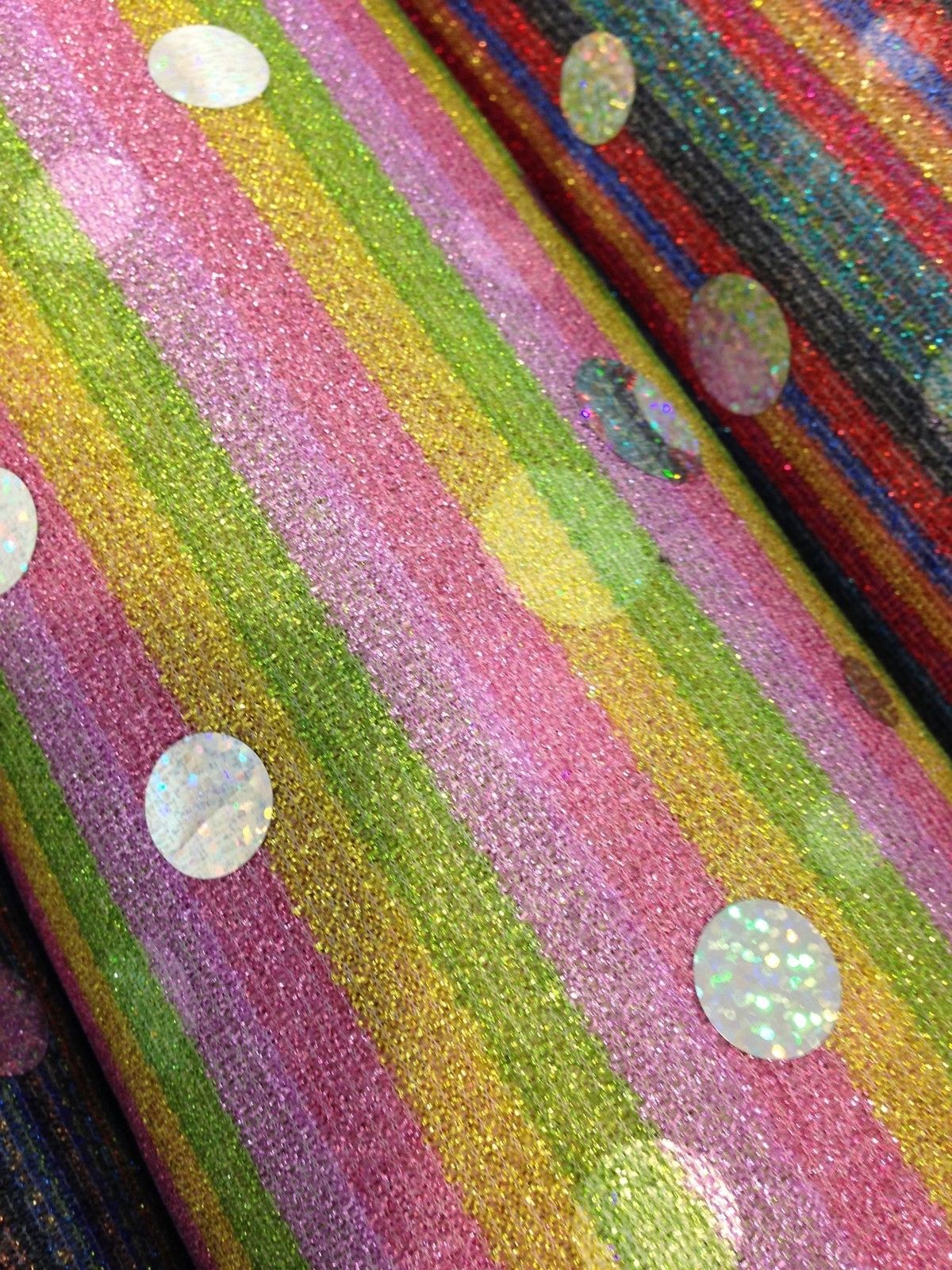 Stripe  Hologram Sequin fabric dress prom Midtex 58'Spotted Per Metre M150