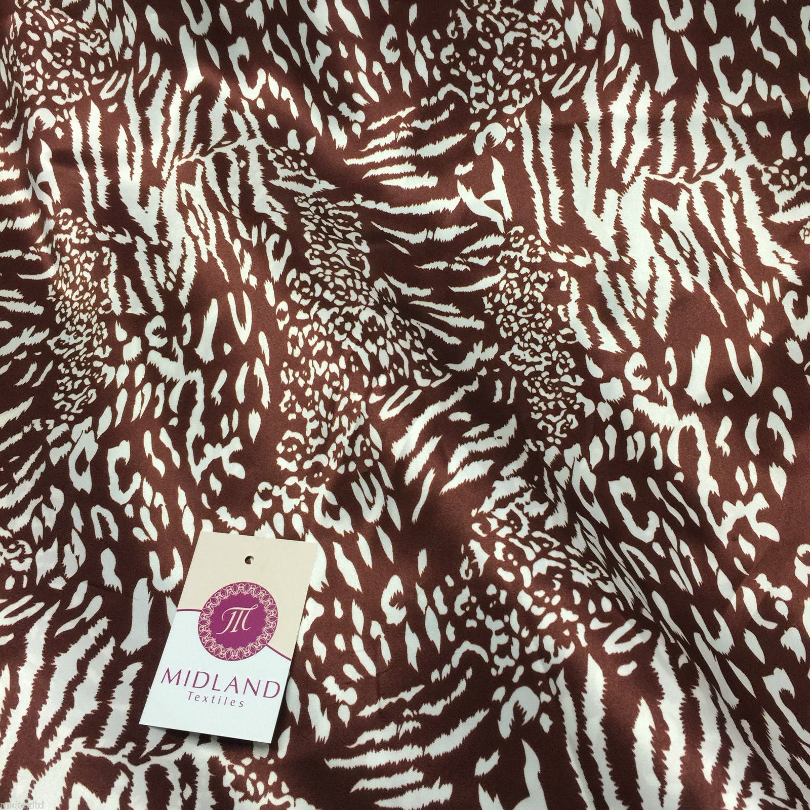 Animal Print lightweight silky Satin fabric 58' M88 Mtex