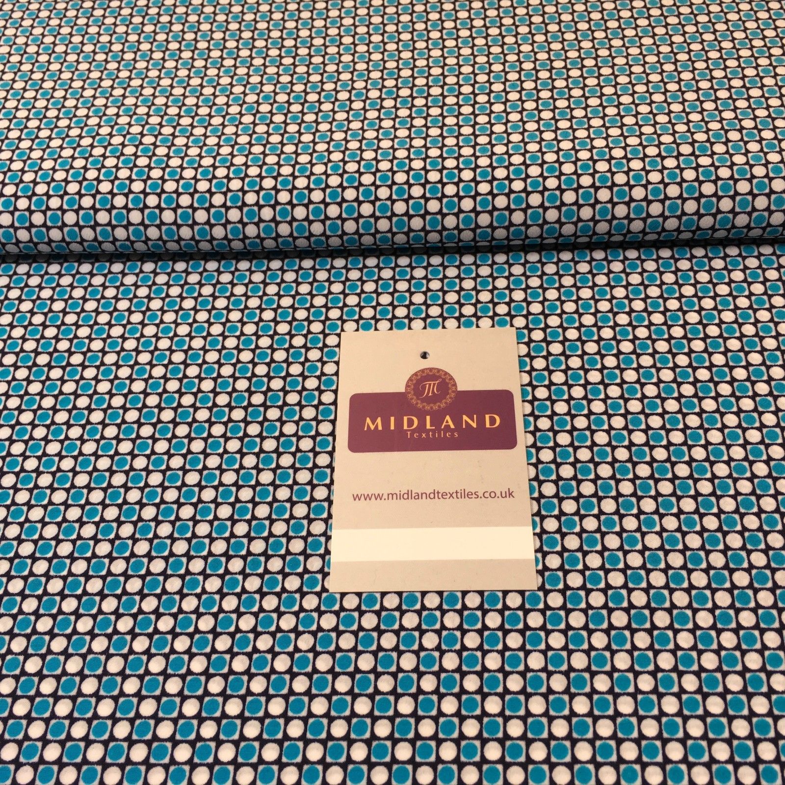 Blue Spotted Geometric Crepe Dress Fabric 58' M401-49 Mtex - Midland Textiles & Fabric