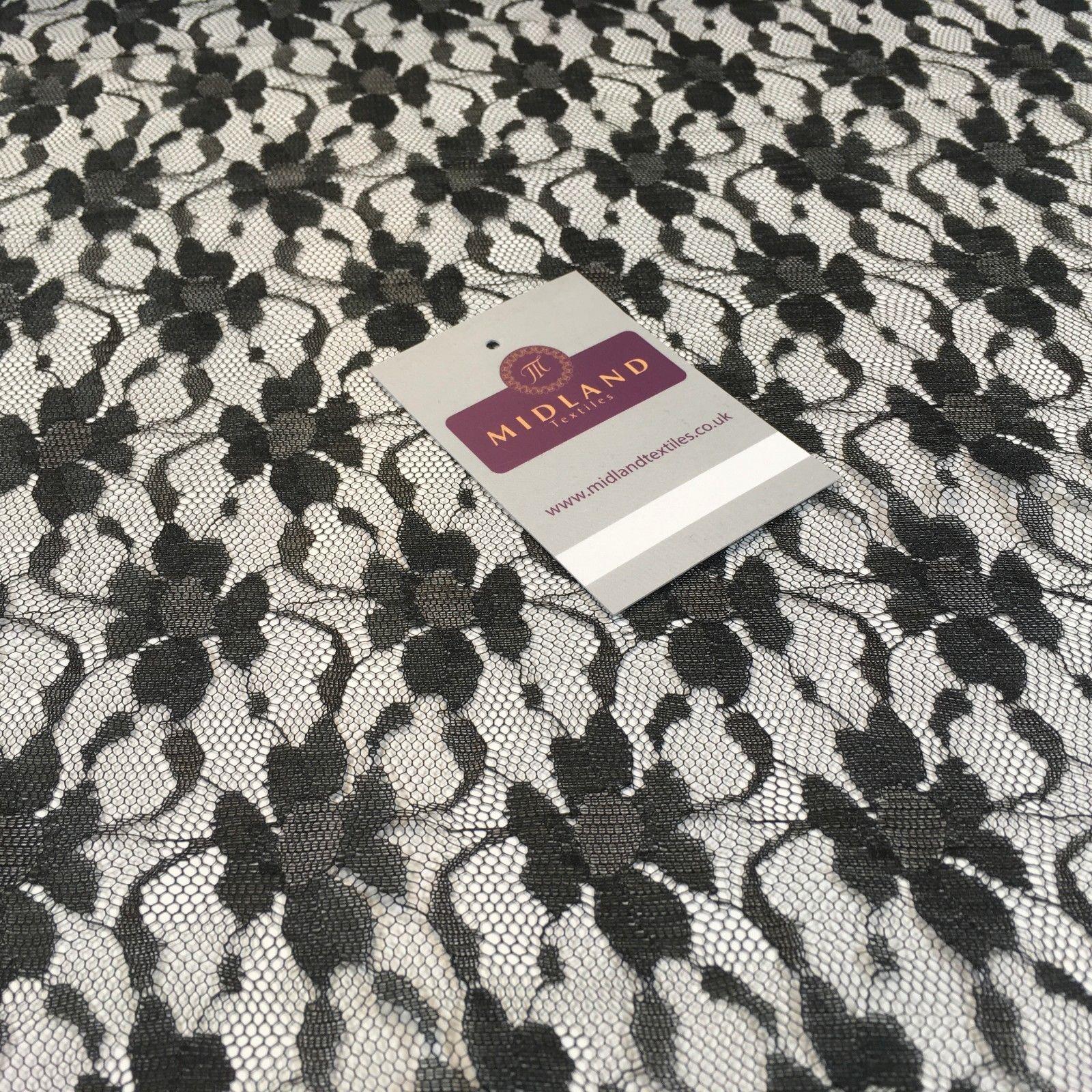 Black Floral vintage lace wedding, evening dress fabric 40' M186-32 Mtex - Midland Textiles & Fabric