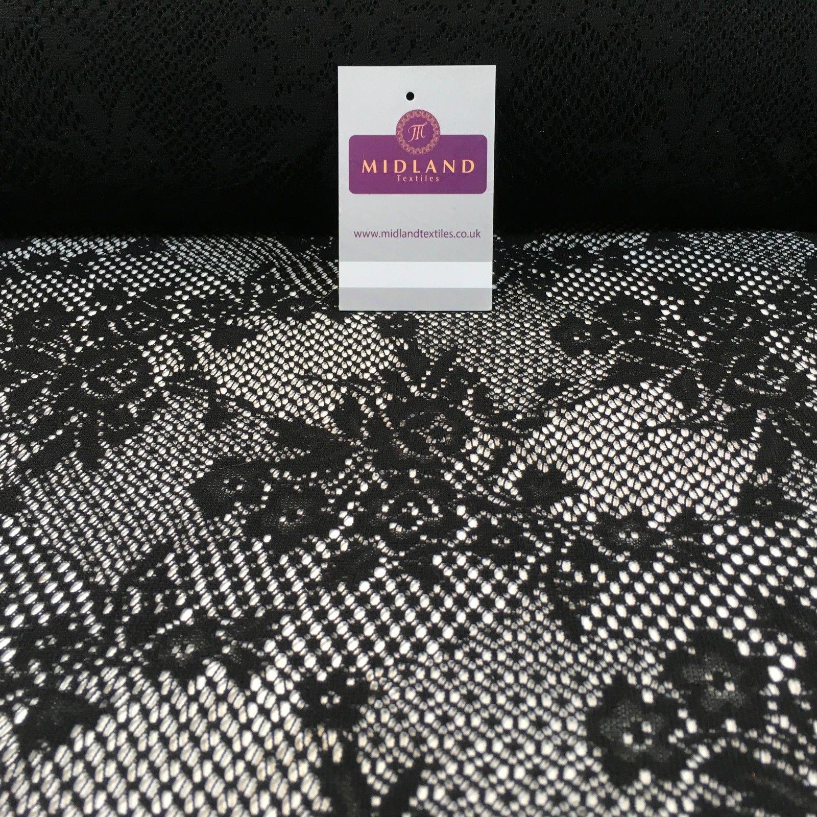 Black Floral Vintage Crochet dress Fabric 58' Wide M186-35 Mtex - Midland Textiles & Fabric