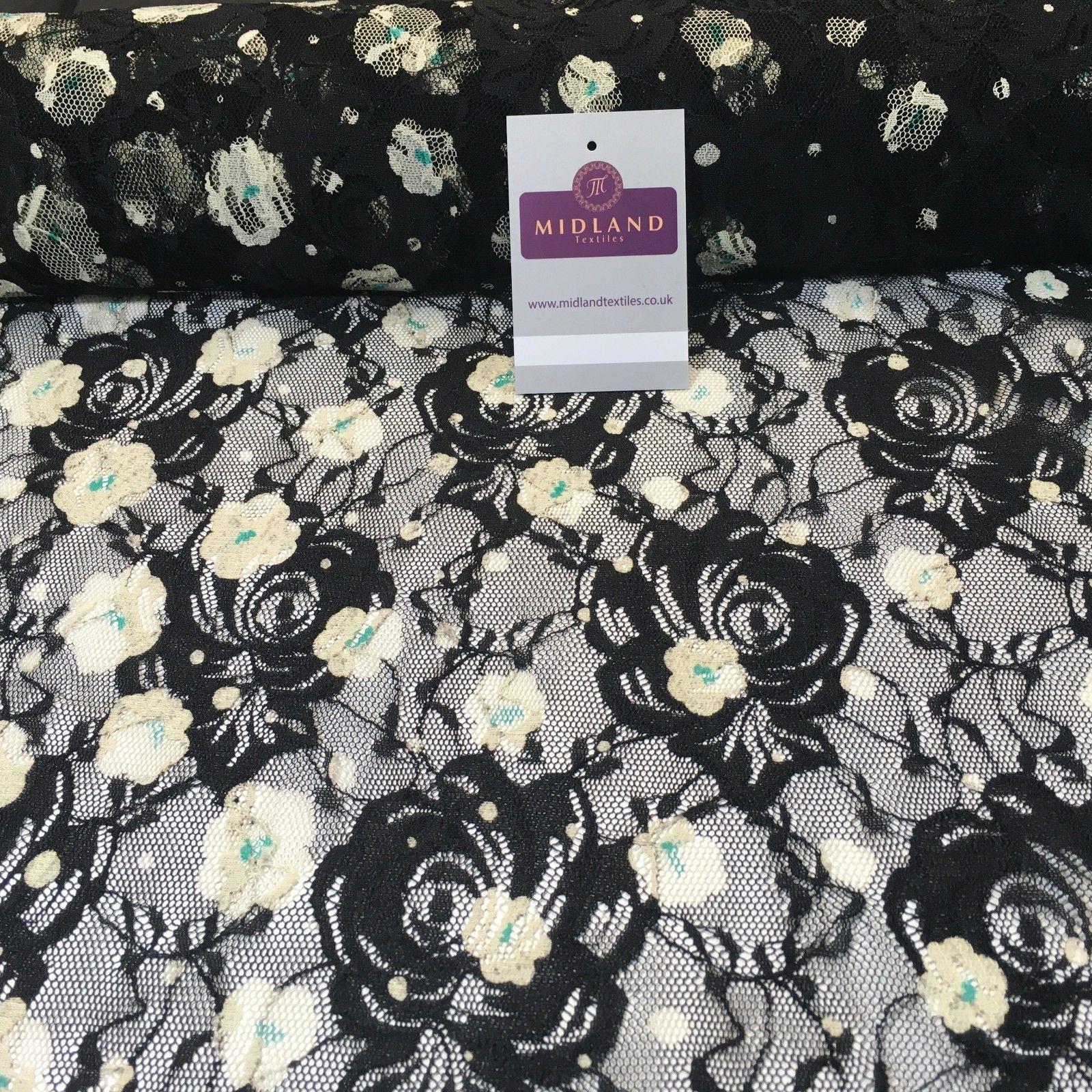 Floral Black Vintage lace evening, dress fabric 58' Wide' M186-34 Mtex - Midland Textiles & Fabric