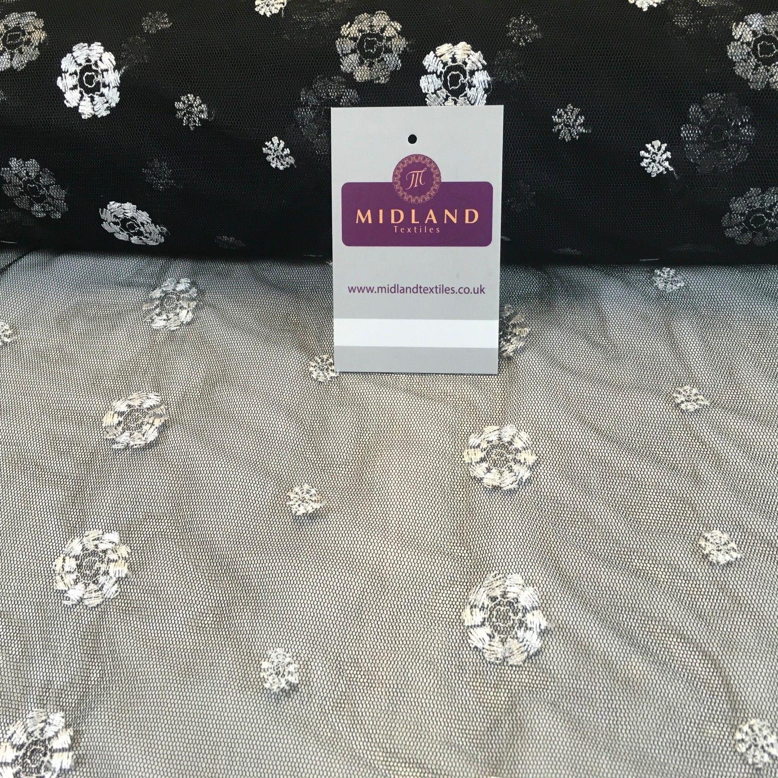 Black Embroided Floral net dress fabric 36' Wide M186-33 Mtex - Midland Textiles & Fabric