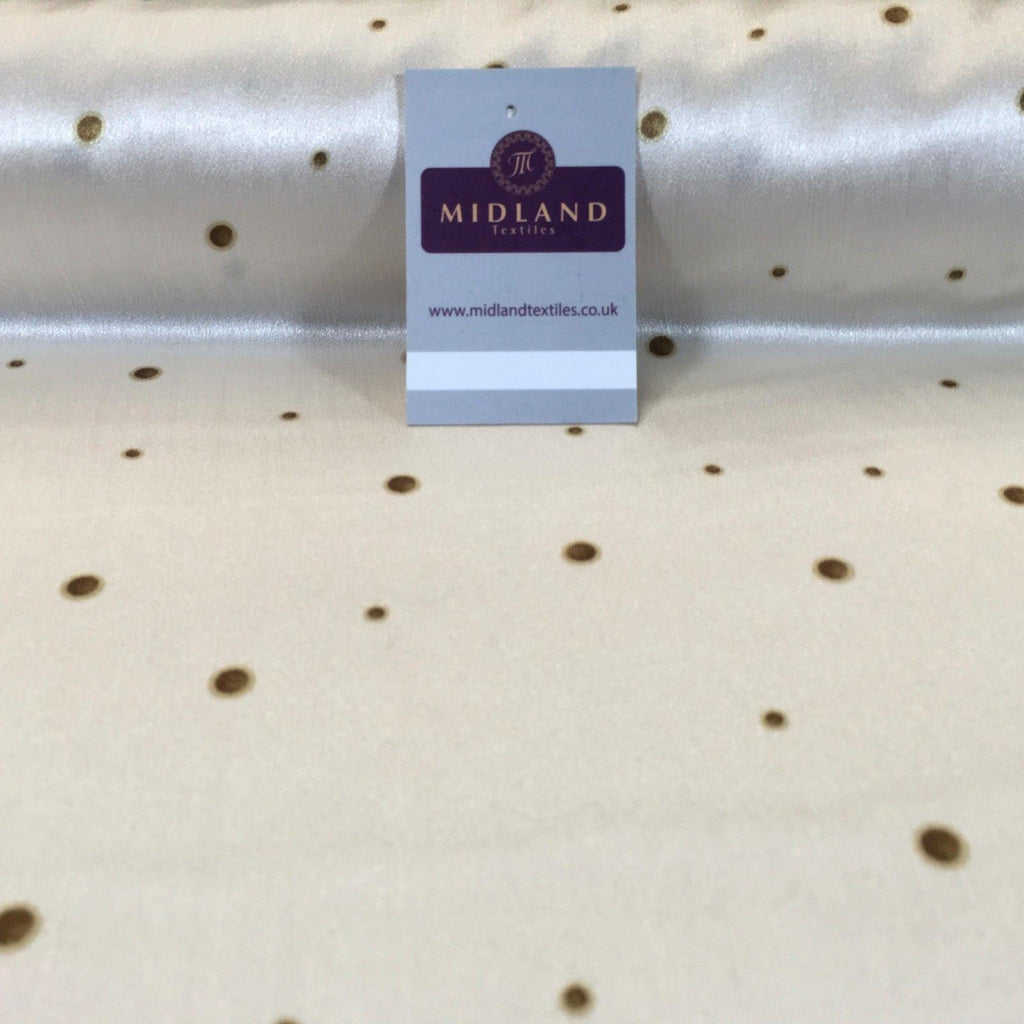 Cream spotted silky smooth satin dress fabric 58