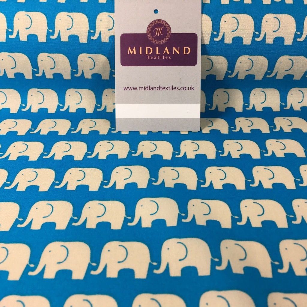 Retro Novelty Elephant Herd Fabric Print 100% Cotton 44