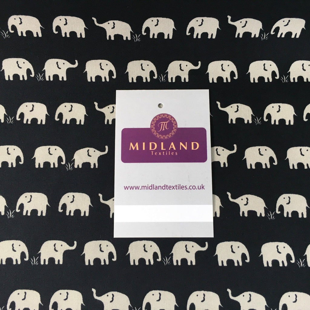 Retro Novelty Elephant Herd Fabric Print 100% Cotton 44