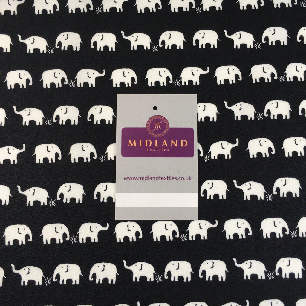 Retro Novelty Elephant Herd Fabric Print 100% Cotton 44