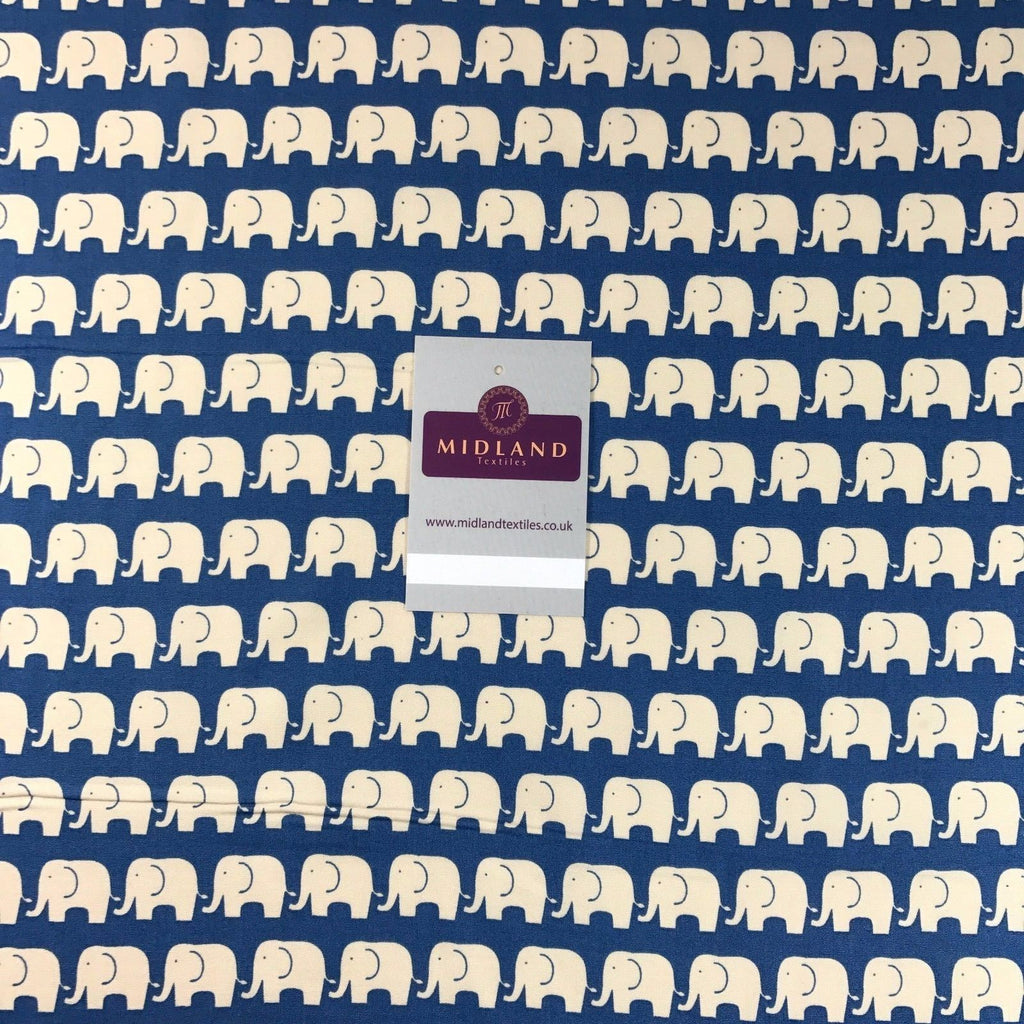 Retro Novelty Elephant Herd Fabric Print 100% Cotton 44