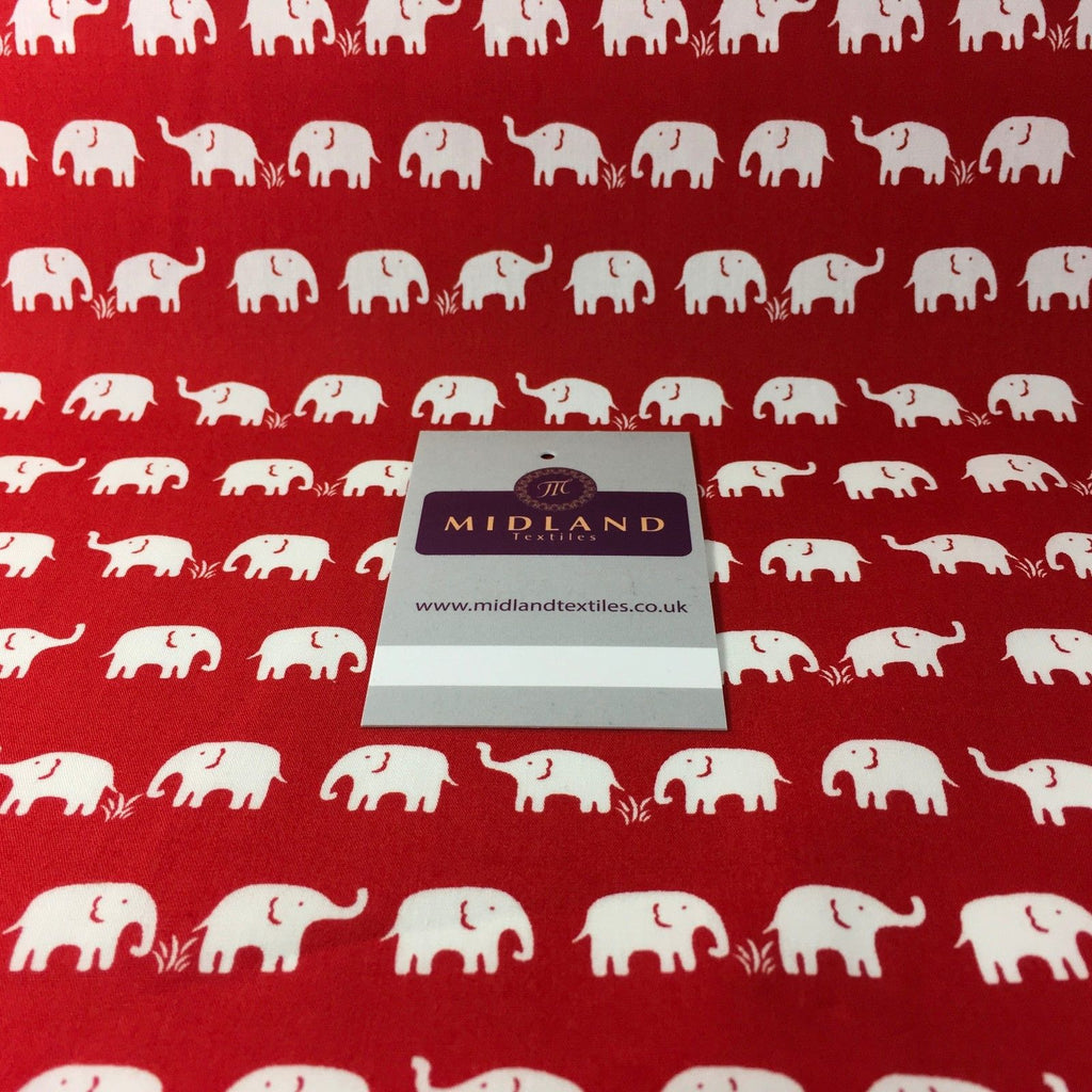 Retro Novelty Elephant Herd Fabric Print 100% Cotton 44