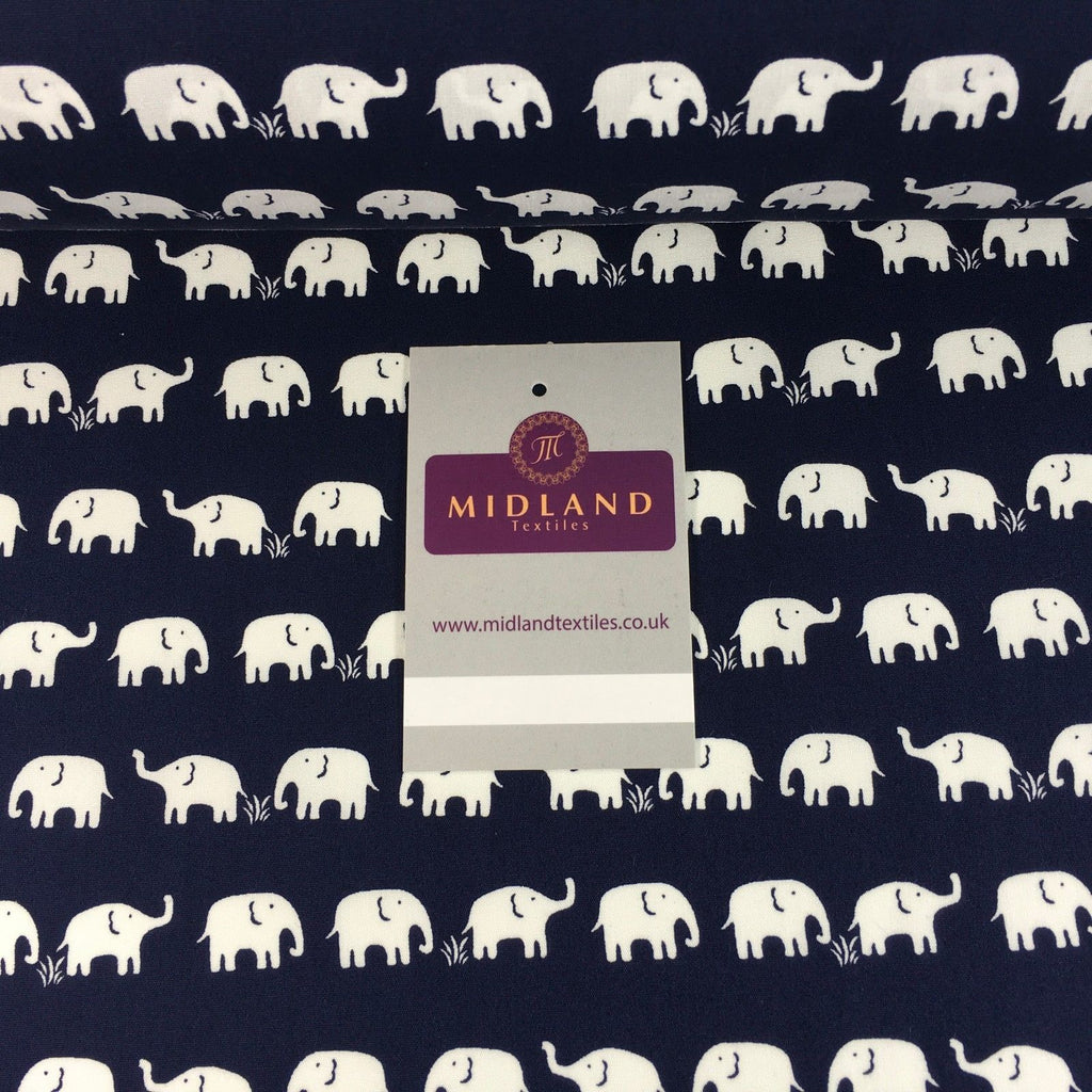 Retro Novelty Elephant Herd Fabric Print 100% Cotton 44