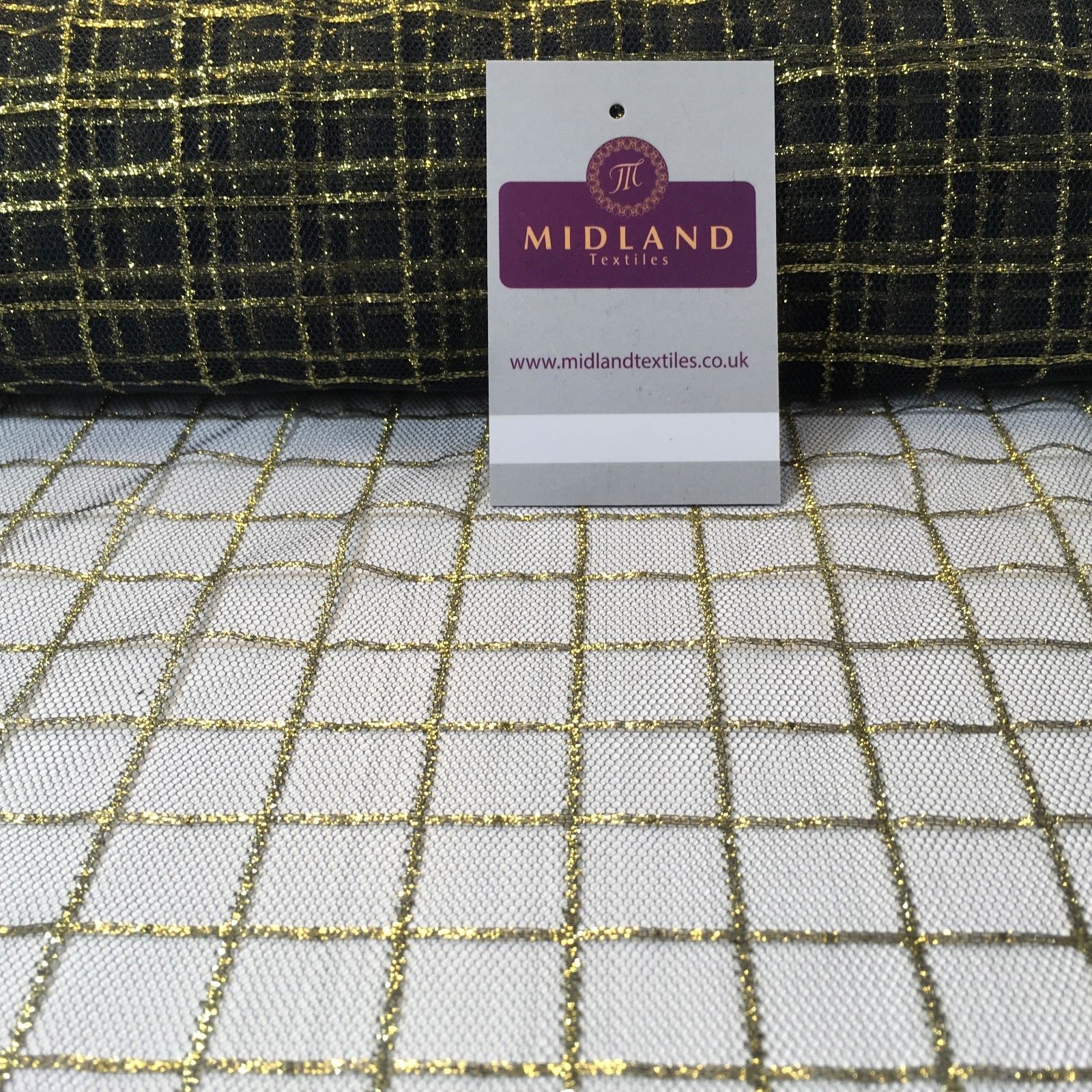 Gold foil checkered Wedding Net Mesh fabric 58' Wide M742 Mtex