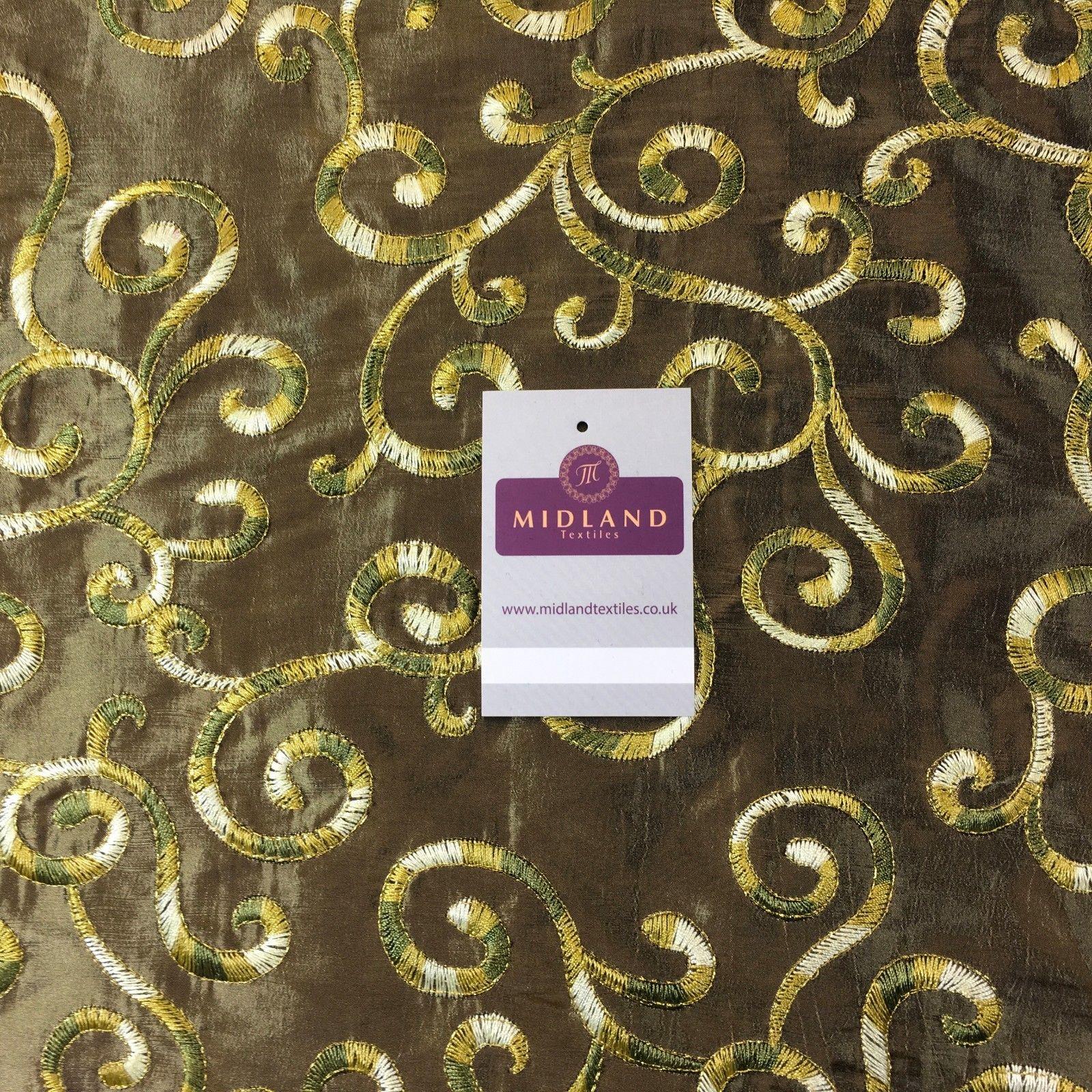 Ornate Swirl embroidered taffeta dress, curtain, cushion fabric 55' M748 Mtex