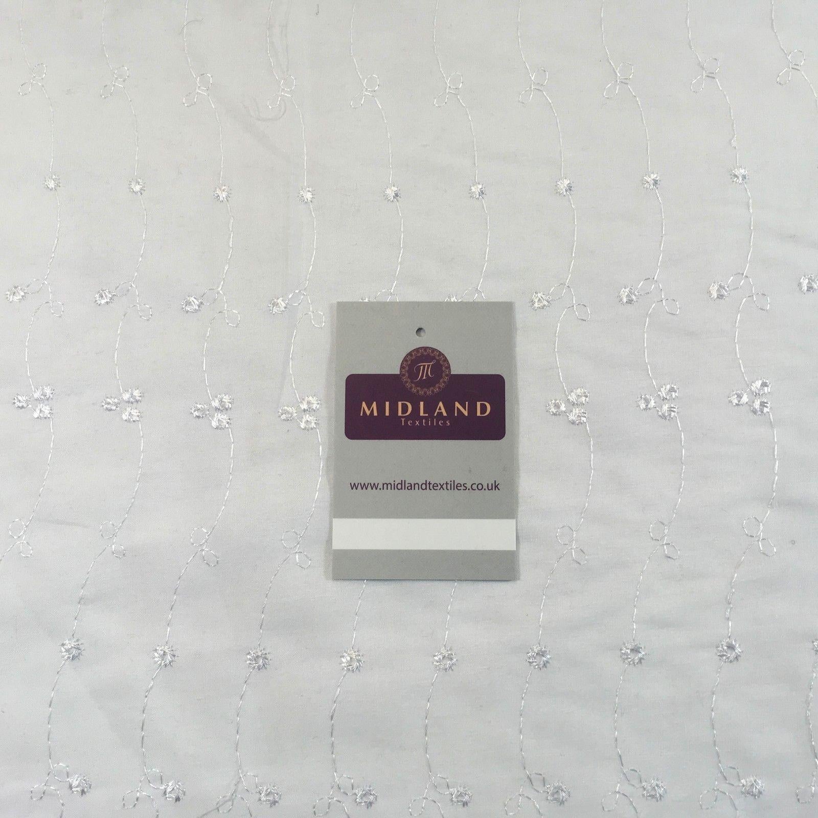 White Broderie Anglais Floral Polycotton dress fabric 45' M767 Mtex