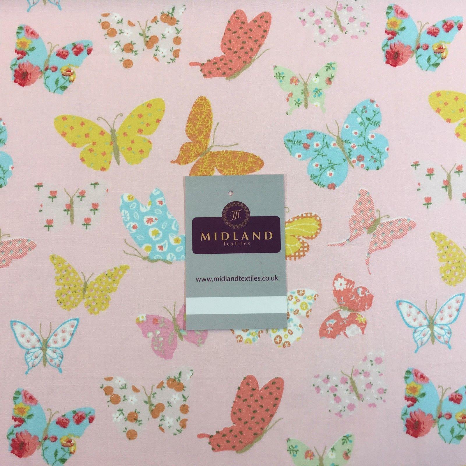 Printed butterfly cotton poplin fabric 45' Wide M769 Mtex